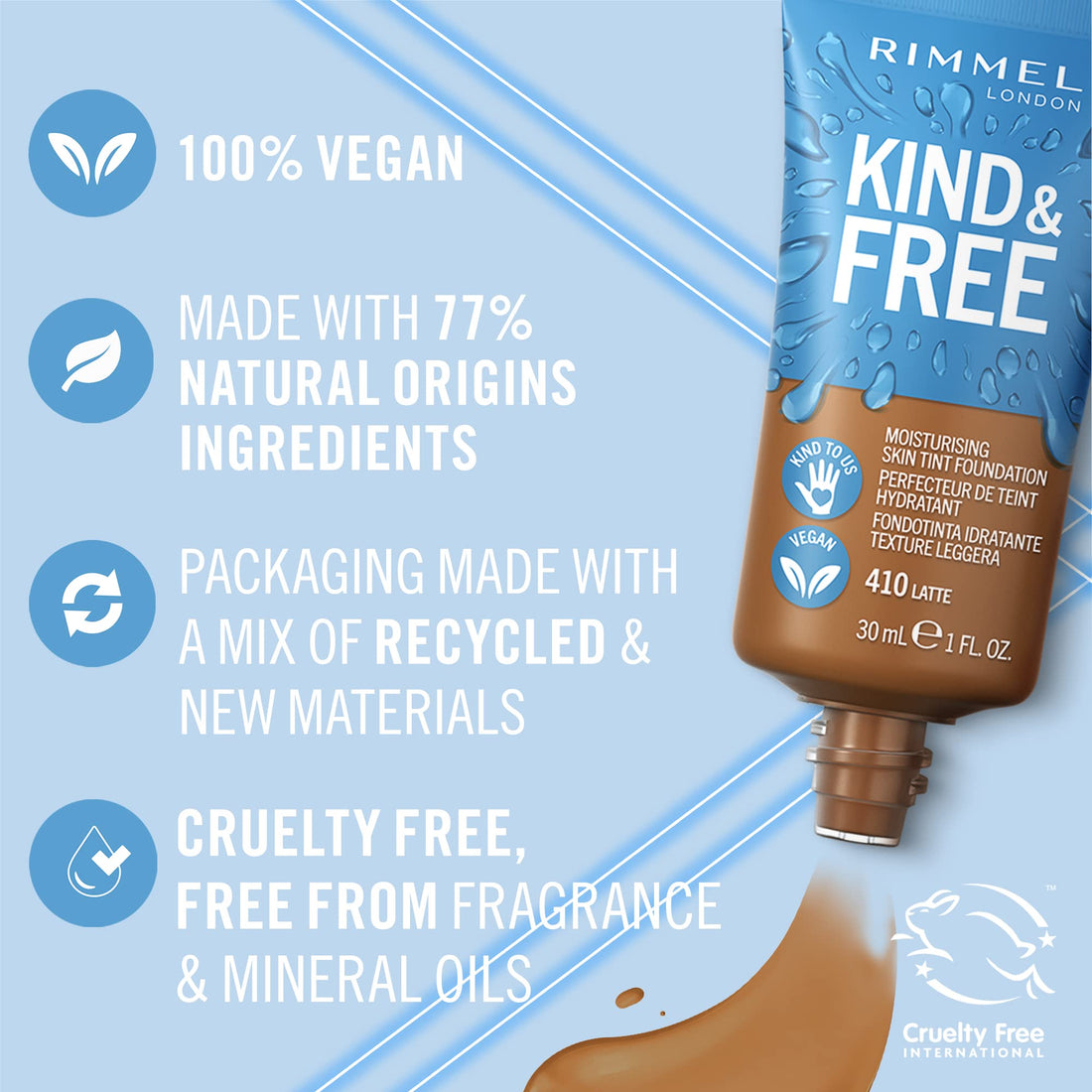 Rimmel Kind + Free Moisturising Skin Tint Foundation, Vanilla 160 Halalzen