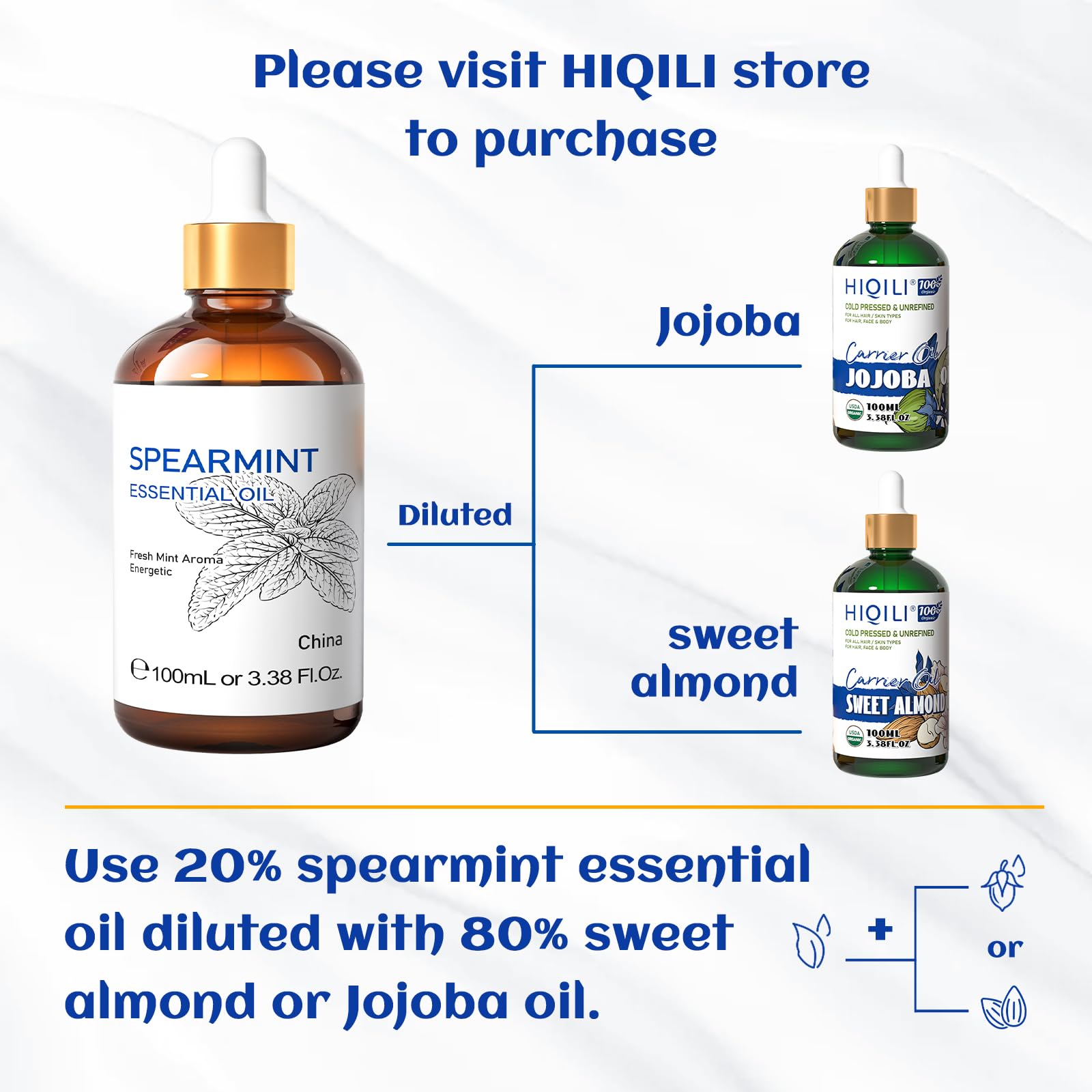 HIQILI 100ml Lavender Essential Oil Pure, 100% Natural Therapeutic Grade for Aromatherapy Diffuser, Skin Care, Hair, Includes Premium Quality Glass Dropper