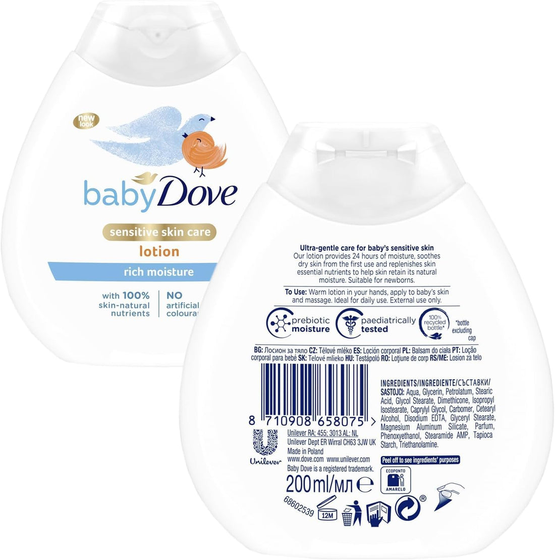 Baby Dove Rich Moisture Baby Care Set – 3-Piece Bundle: Tear-Free Head to Toe Wash (400ml), Gentle Shampoo (400ml), & Moisturising Lotion (200ml) suitable for Sensitive Skin