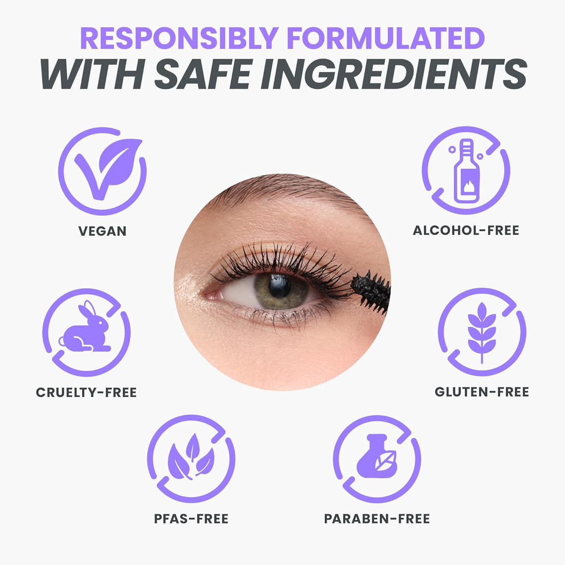 Wonderskin Mascara - Black Mascara for Volume, Length, and Curl - Lengthening, Volumizing & Smudge Proof Lash Makeup