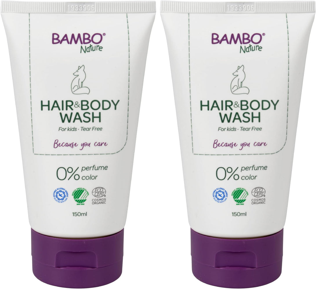Bambo Nature Kids Shampoo and Body Wash, 150ml,Bath Wash For Sensitive Skin, Tear-Free Shampoo, Organic and Vegan For Clean and Happy Baby, Sustainable Products
