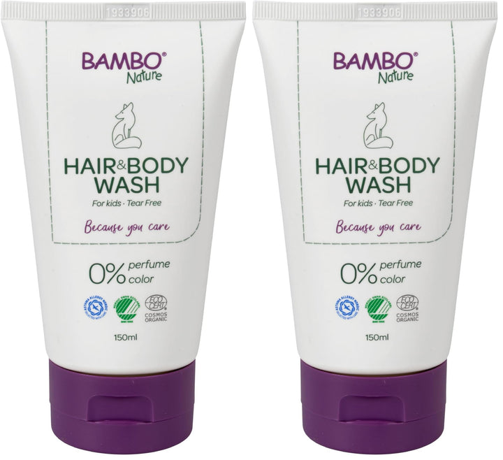 Bambo Nature Kids Shampoo and Body Wash, 150ml,Bath Wash For Sensitive Skin, Tear-Free Shampoo, Organic and Vegan For Clean and Happy Baby, Sustainable Products