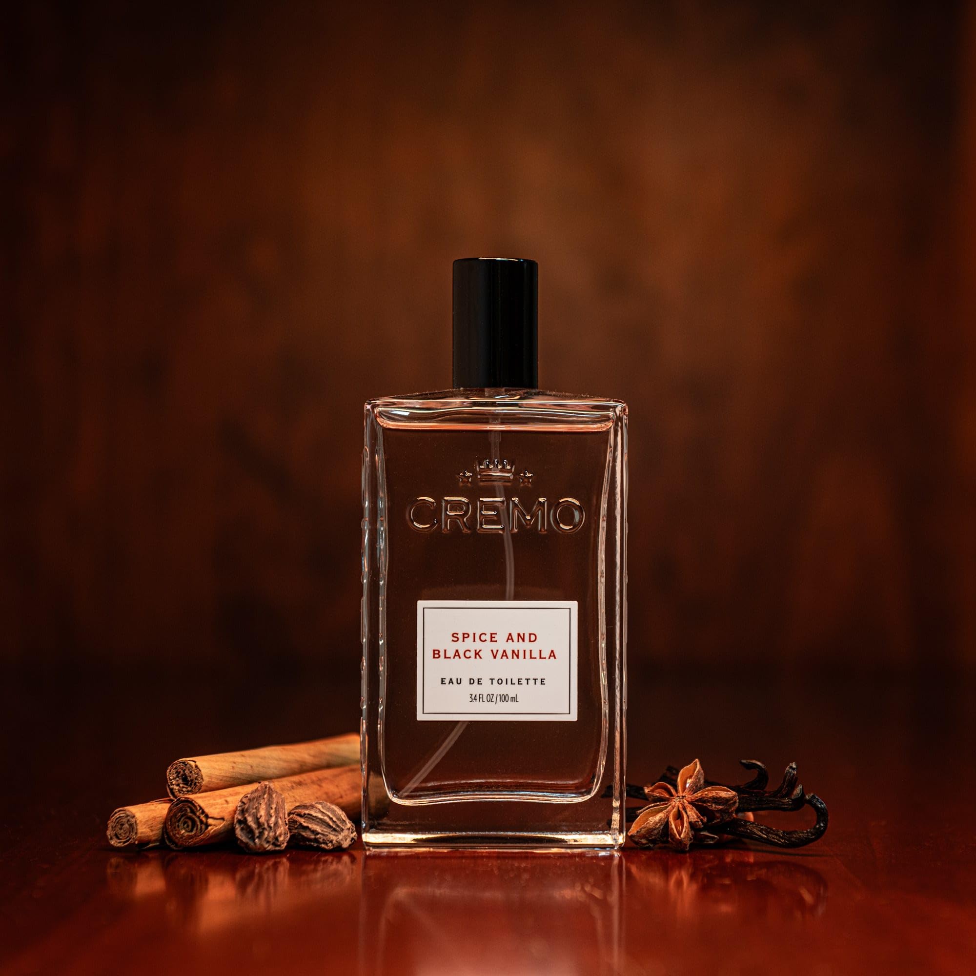 Cremo Cologne Homme - Eau de Cologne en Spray Épices et Vanille Noire pour Homme, Une Explosion d'Épices Vibrantes, de Bois Foncés et de Vanille Noire, Parfums Homme Signature Multi-Couches, 100 ml