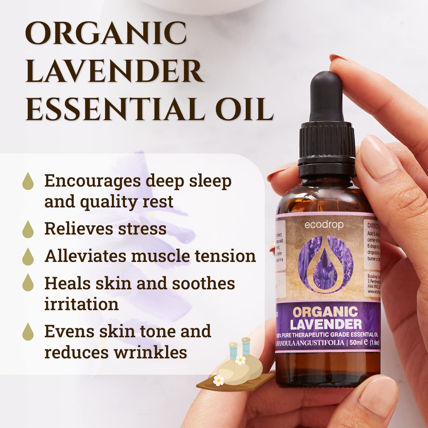 Ecodrop Tea Tree Essential Oil, 10 ml | 100% Pure Organic Steam-Distilled | Melaleuca Alternifolia | Aromatherapy, Diffuser, Massage, Bath, Soap & Candle Making | Australian Fresh Aroma