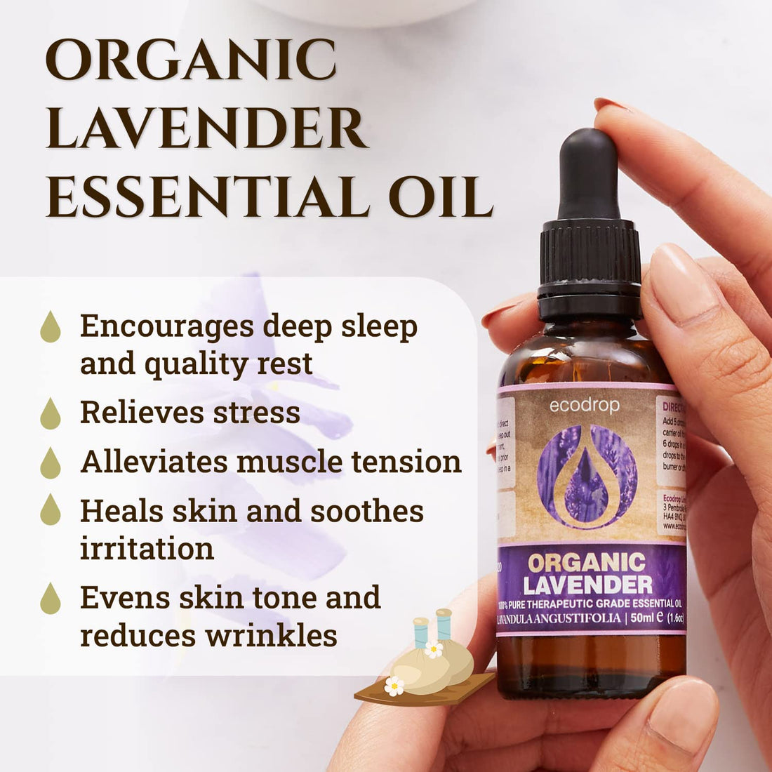 Ecodrop Tea Tree Essential Oil, 10 ml | 100% Pure Organic Steam-Distilled | Melaleuca Alternifolia | Aromatherapy, Diffuser, Massage, Bath, Soap & Candle Making | Australian Fresh Aroma