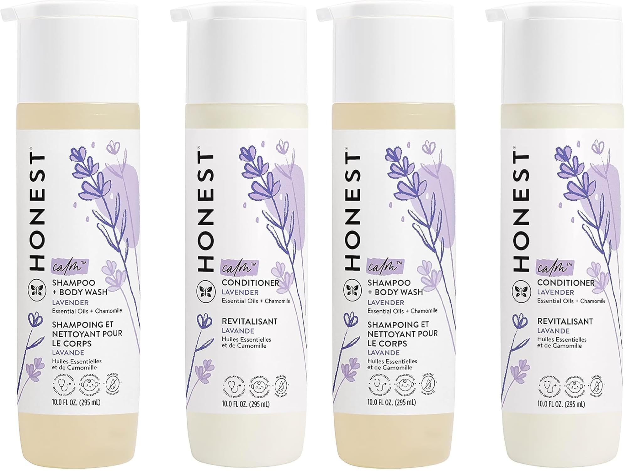 The Honest Company Baby Shampoo, Body Wash & Conditioner Duo, 2-in-1 Cleansing, Silicone-Free, Naturally Derived, Lavender Calm Scent, 20 fl oz Halalzen