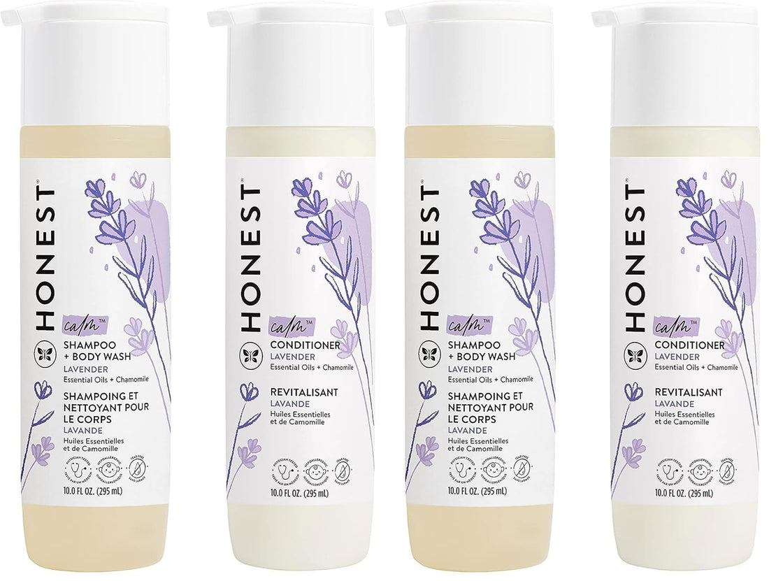 The Honest Company Baby Shampoo, Body Wash & Conditioner Duo, 2-in-1 Cleansing, Silicone-Free, Naturally Derived, Lavender Calm Scent, 20 fl oz Halalzen