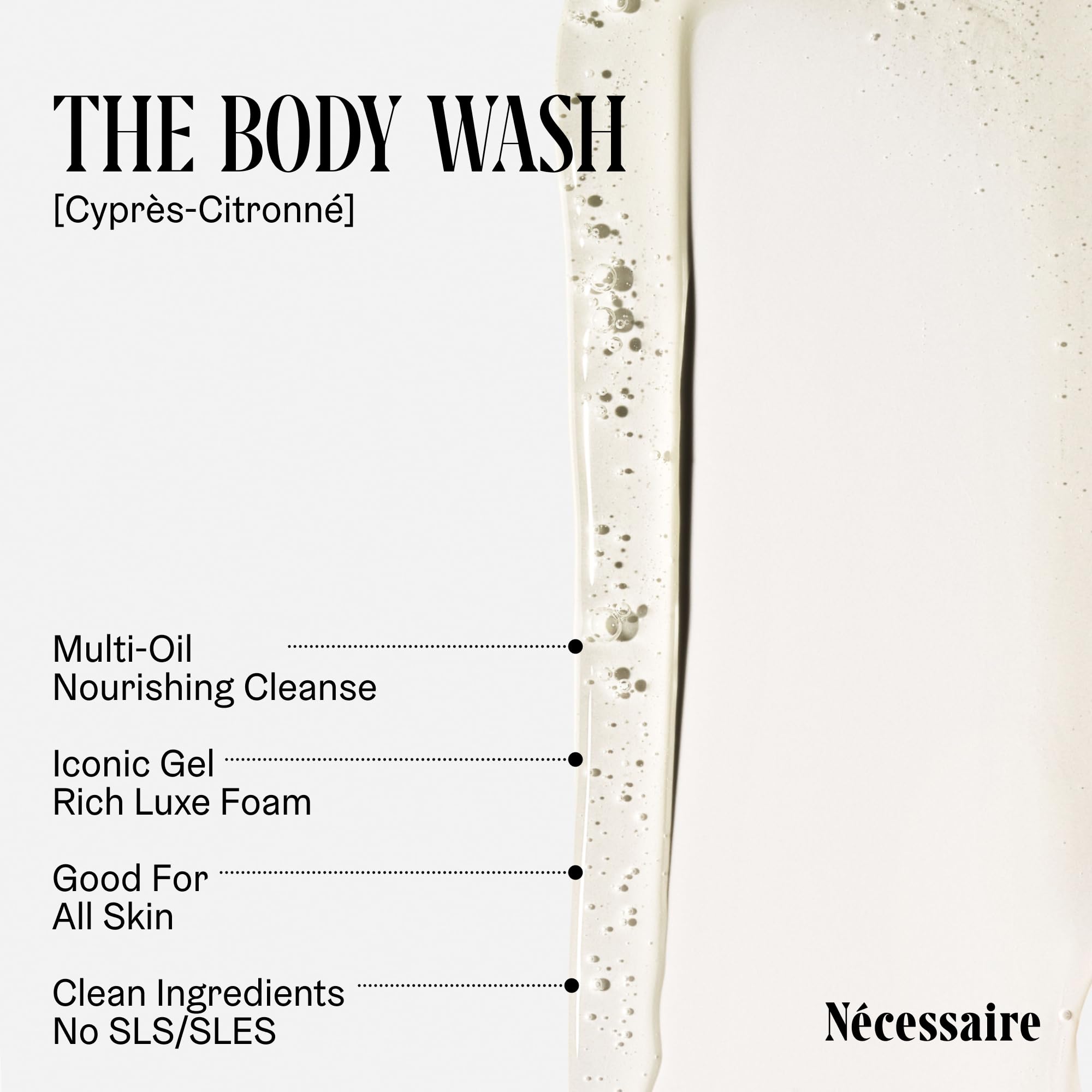Nécessaire The Body Wash Eucalyptus — Multi-Oil Shower Gel Body Wash for Women + Men. Non-Comedogenic + Hypoallergenic for Sensitive Skin with Niacinamide. 500ml/16.9 fl oz