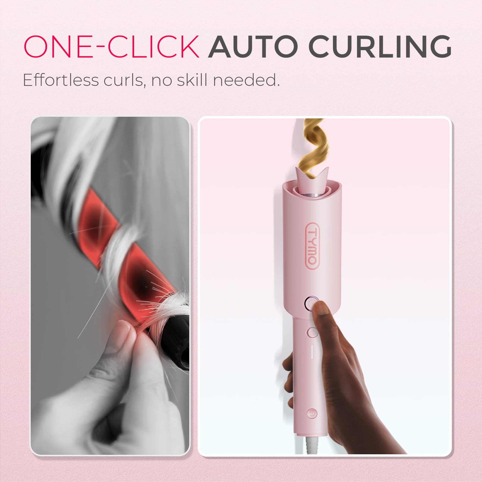 TYMO Hair Curler Automatic Rotating - CURLPRO, Beach Waves Curling Wand, Anti-Scald Curling Iron, Portable 500 Million Ionic, Dual Voltage & Lightweight for Travel, Ceramic Coating, Gray 1.25 inch Halalzen