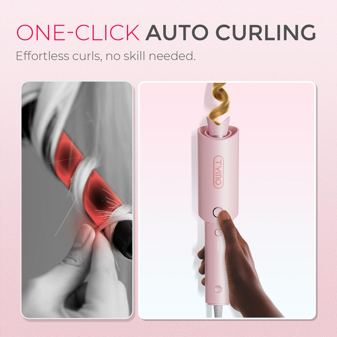TYMO Hair Curler Automatic Rotating - CURLPRO, Beach Waves Curling Wand, Anti-Scald Curling Iron, Portable 500 Million Ionic, Dual Voltage & Lightweight for Travel, Ceramic Coating, Gray 1.25 inch Halalzen