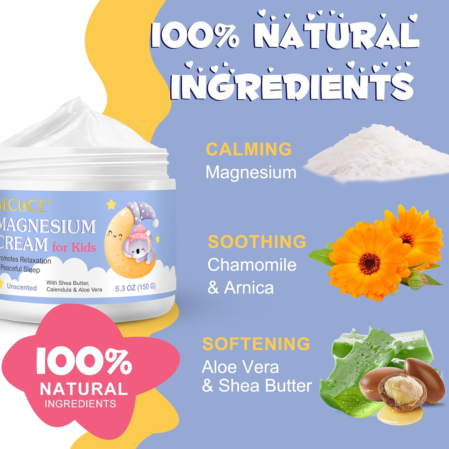 Magnesium Cream for Kids,Magnesium Lotion for Sleep,Natural Bedtime Lotion Relaxation & Relieves Stress, Natural Body Butter for Deep Hydration - Safe for Kids Halalzen