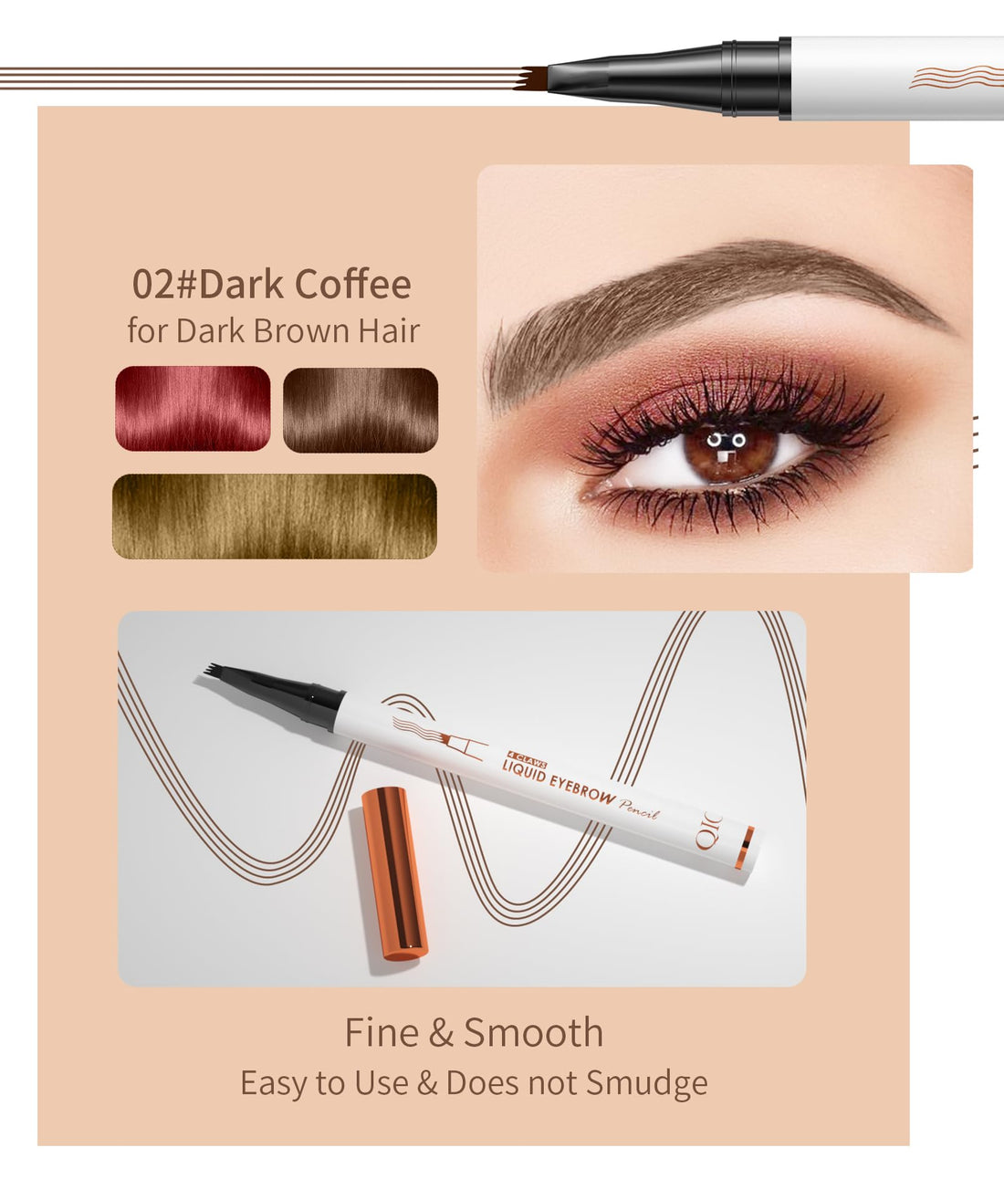 2 Pcs Microblading Eyebrow Pencil, 3D Waterproof 4-Tip Eyebrow Pen, Natural Makeup Long-Lasting Fine Stroke Magic Brow Pencil for Women Stay on All Day (Dark Brown(2 Pcs))