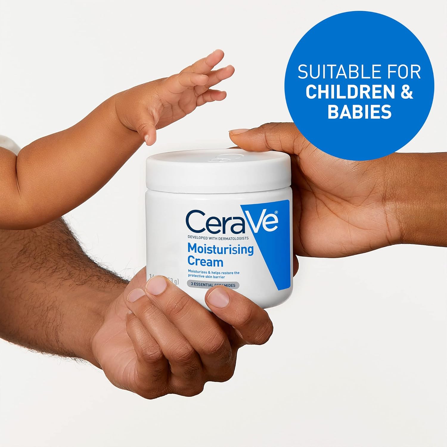 CeraVe Moisturising Cream, Face & Body, with 3 Essential Ceramides & Hyaluronic Acid for Dry to Very Dry Skin, Developed with Dermatologists, Fragrance-Free, 454g/16oz