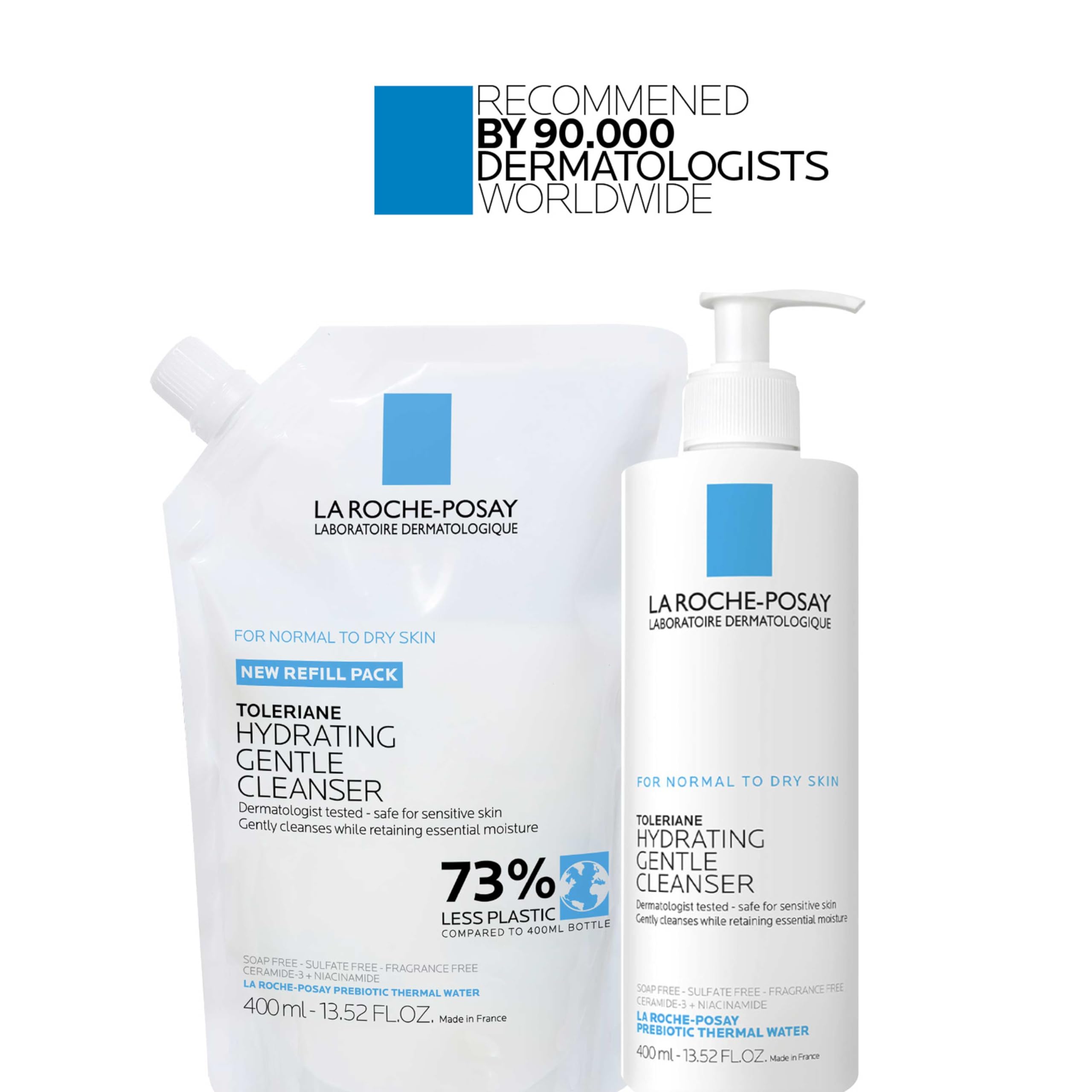 La Roche-Posay Toleriane Hydrating Gentle Face Cleanser, Hydrating Facial Cleanser With Niacinamide + Ceramides, Daily Face Wash For Dry Skin To Normal Skin, Sensitive Skin Tested, Fragrance Free