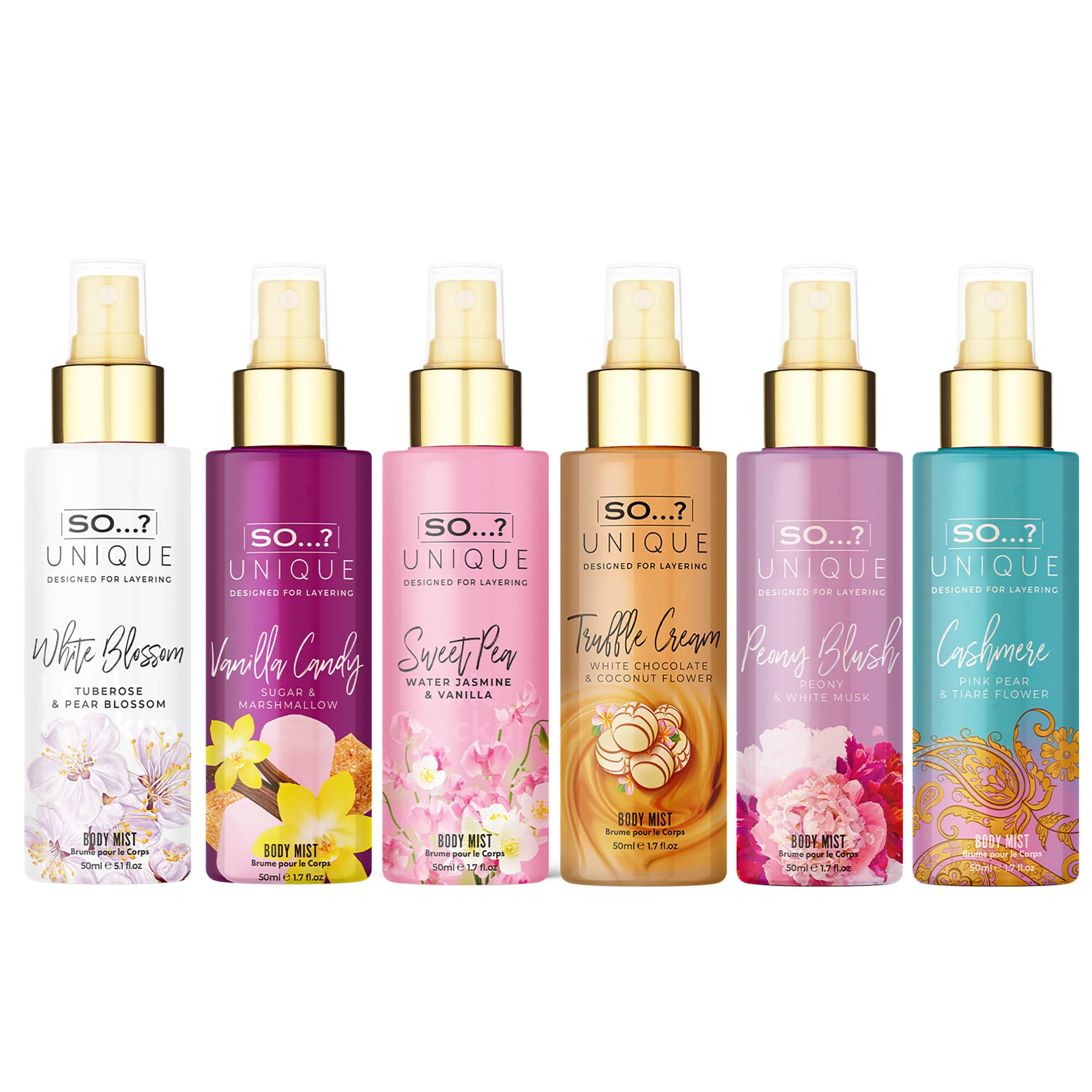 So…? Unique Grande Womens Mini Mist Gift Set, Body Mist Fragrance Spray (6x50ml) Halalzen