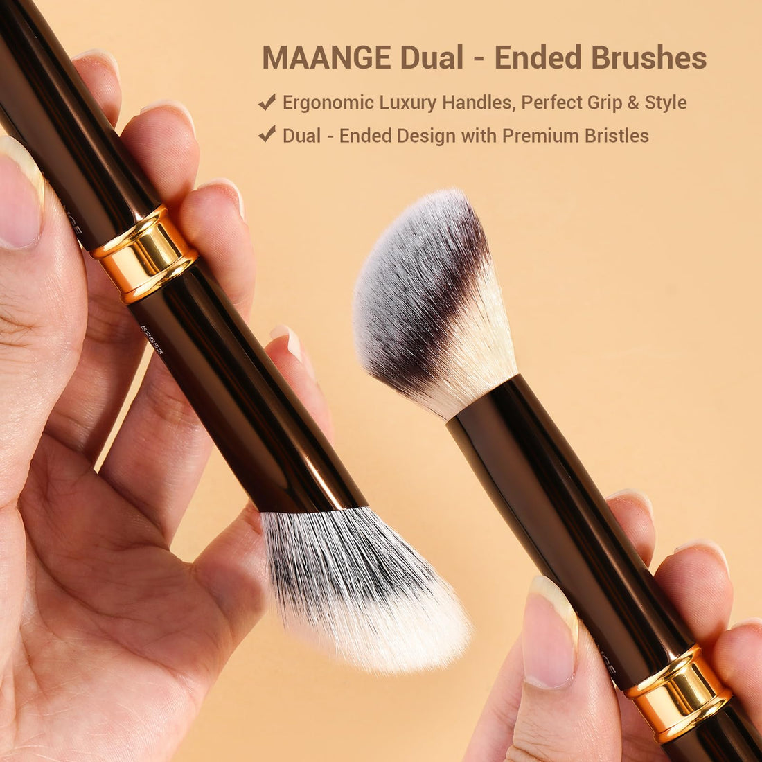MAANGE Luxury 8-Piece Makeup Brush Set - Dual-Ended Makeup Brushes with 16-in-1 Functions & Mirror Case Professional Foundation, Eyeshadow, and Blush Brushes for Full Face Makeup Halalzen