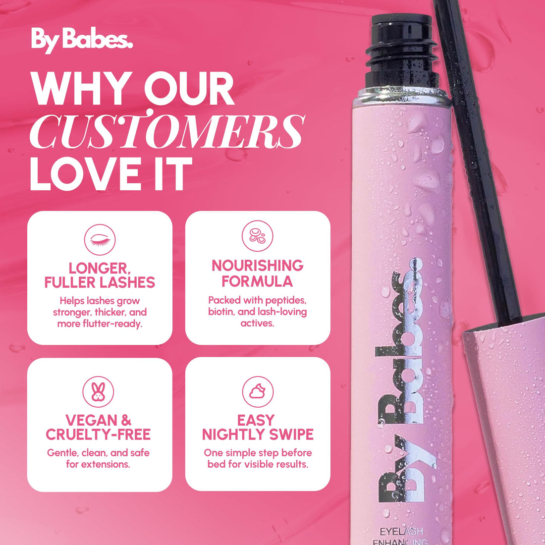 ByBabes Lash CEO Eyelash Growth Serum | Prostaglandin-Free Rapid Brow & Lash Serum For Growth, Lift & Thickness | See Fuller Looking, Healthier Eyebrows & Eyelashes In 4-6 Weeks | UK Made