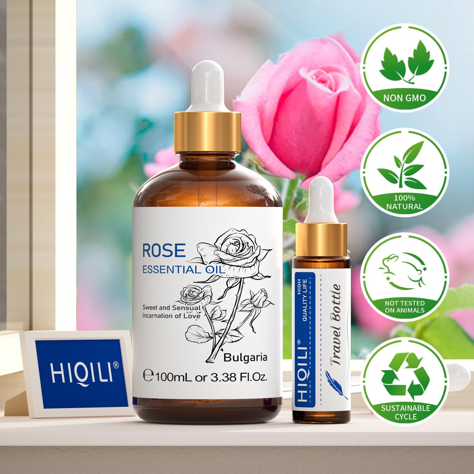 HIQILI 100ml Lavender Essential Oil Pure, 100% Natural Therapeutic Grade for Aromatherapy Diffuser, Skin Care, Hair, Includes Premium Quality Glass Dropper