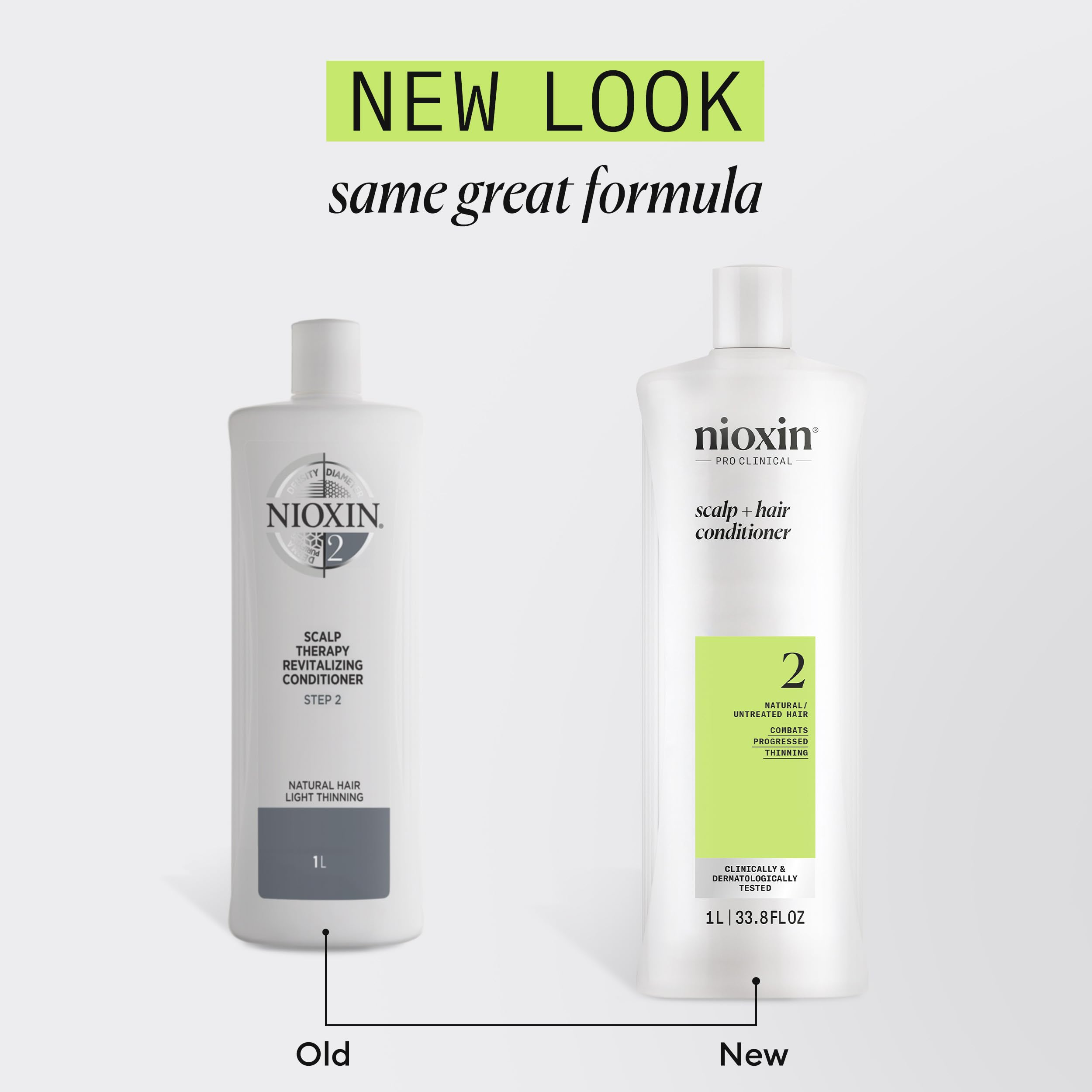Nioxin System 2 - Hair Thickening System For Natural Hair with Progressed Thinning - Biotin & Niacinamide - Shampoo, Conditioner, Serum