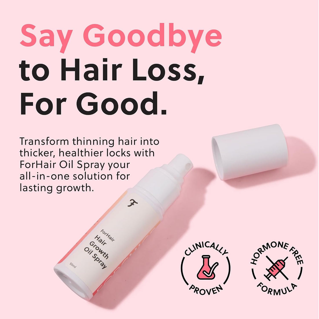 ForChics Hair Growth Serum for Women- Results in 4 Weeks- Hormone Free Hair Regrowth Treatment - For Thinning Hair Loss - Fast Absorbing Non-Greasy Scalp Spray 50ml