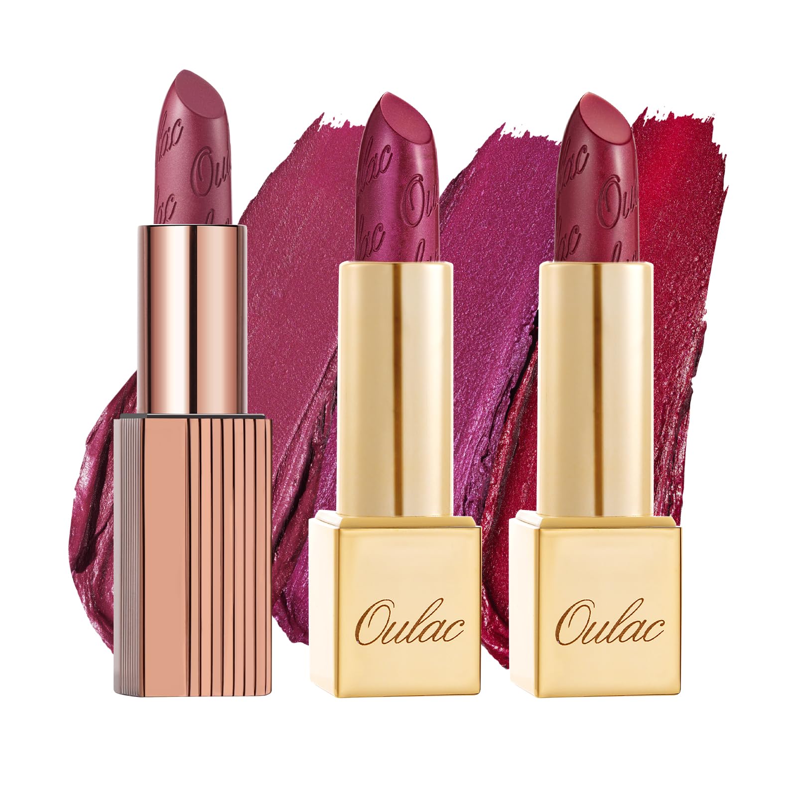 OULAC Metallic Shine Glitter Lipstick, Pink High Impact Lipcolor, Lightweight Soft and Ultra Hydrating, Long Lasting, Vegan & Cruelty-Free, Full-Coverage Lip Color 4.3 g/0.15 HIP & HIPPIE(11) Halalzen