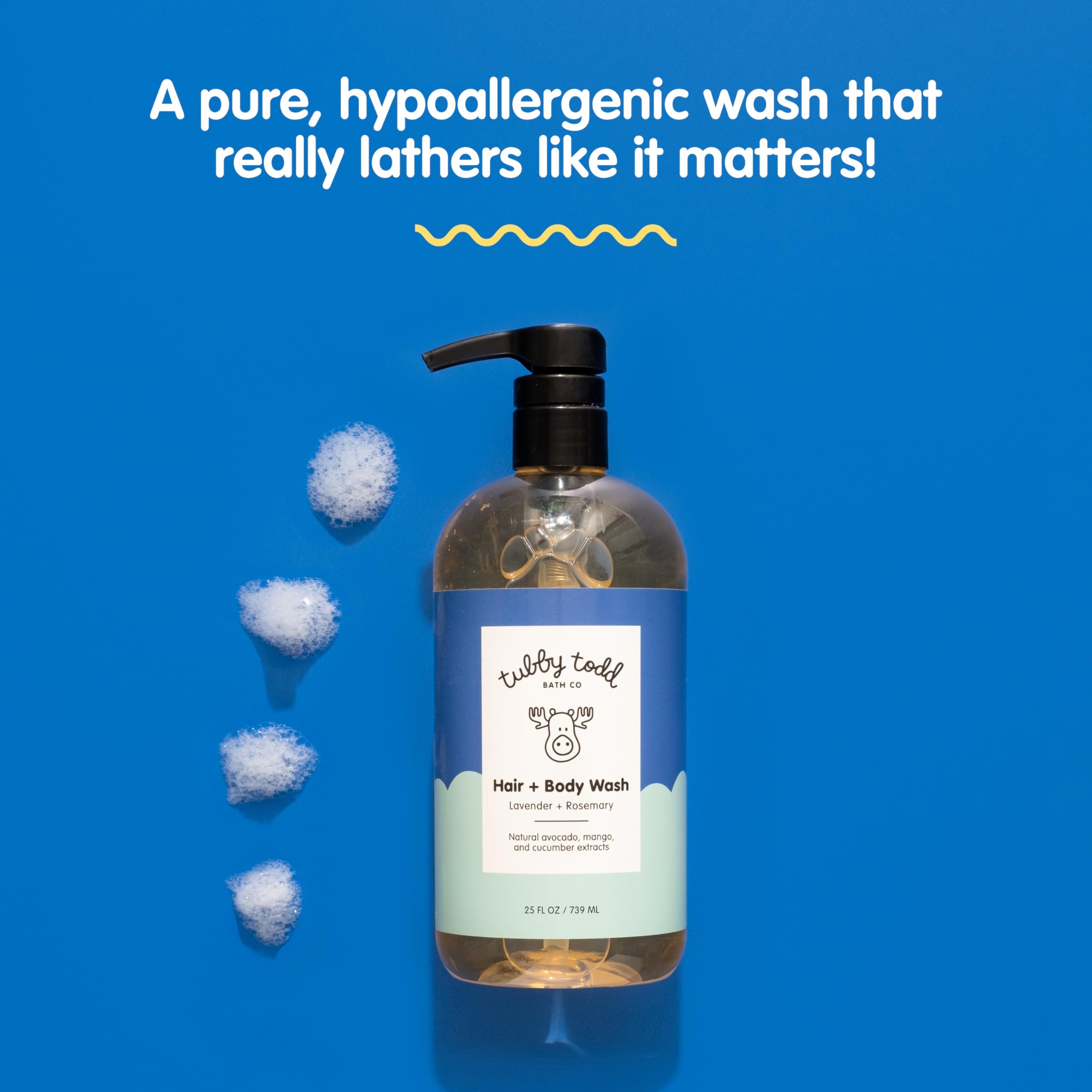 TUBBY TODD Hair + Body Wash - Baby Shampoo and Body Wash - Gentle, Natural Baby Wash for Newborns, Babies, and Toddlers - Non-Toxic and Hypoallergenic - Fragrance-Free, 2 Pack, 8.5oz & 25oz Halalzen