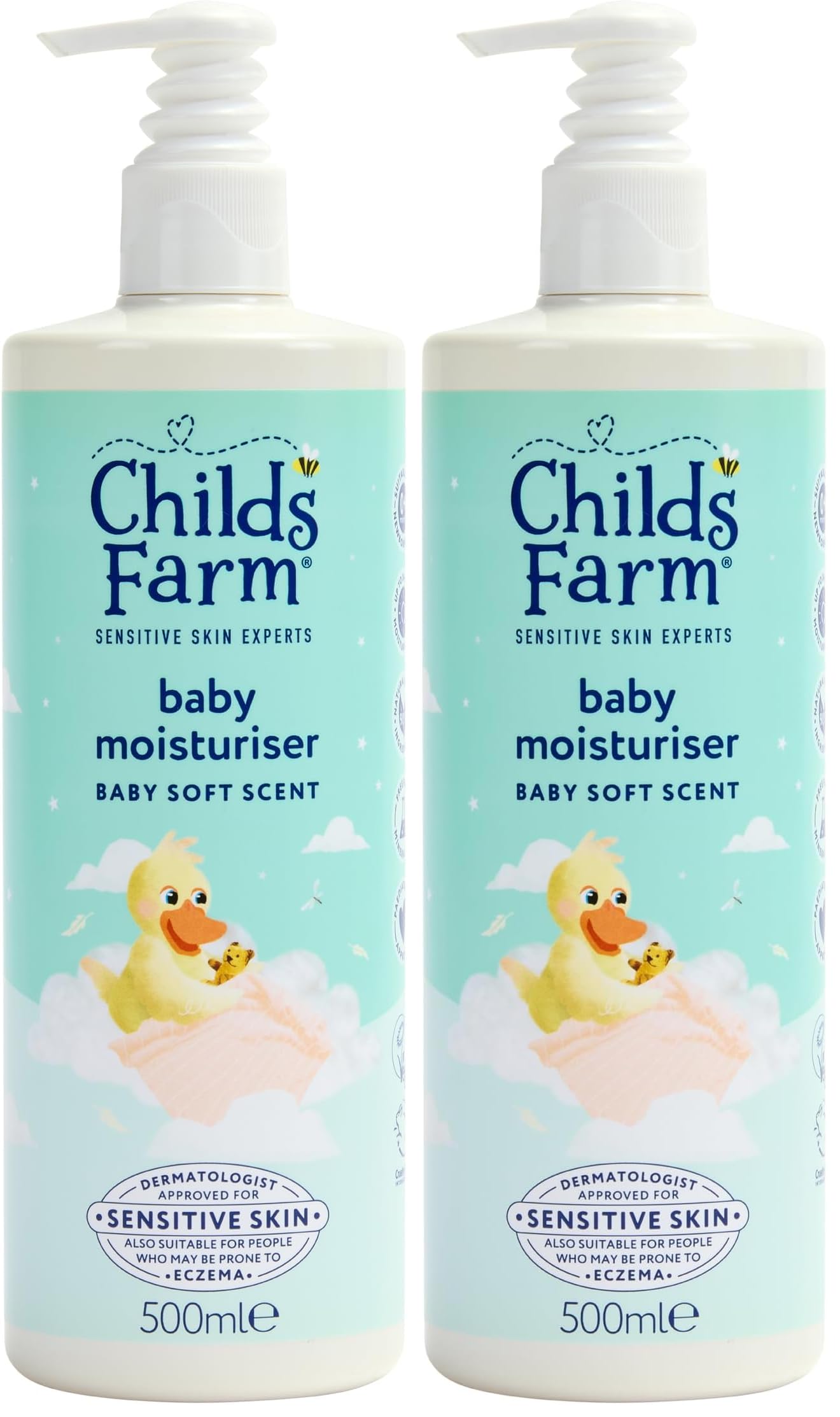 Childs Farm Baby Moisturiser, Baby Soft Scent | Moisturising & Hydrating | Suitable for Newborns with Dry, Sensitive Skin, 500ml