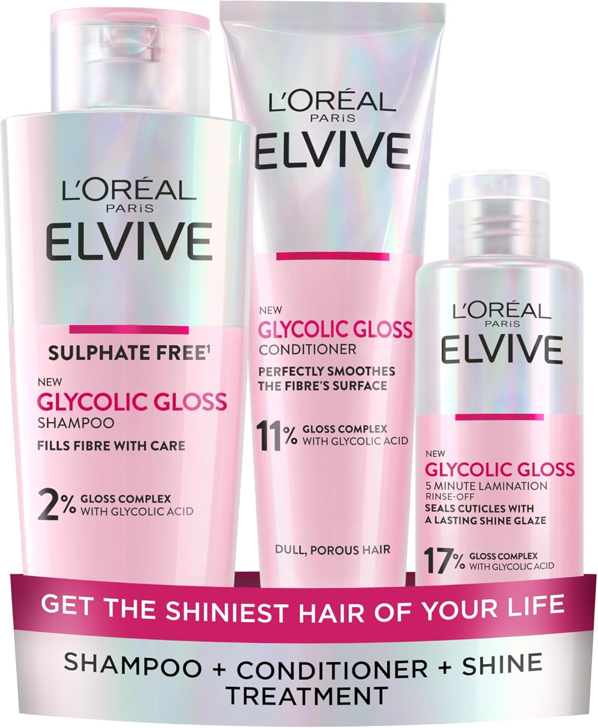 L'Oréal Paris Rinse-Off Treatment For Dull Hair, Elvive Glycolic Gloss 5 Minute Lamination With 17% Gloss Complex, Fills Hair Fibres For Instant Silkiness And Long-Lasting Smooth Shine For Days, 200ml