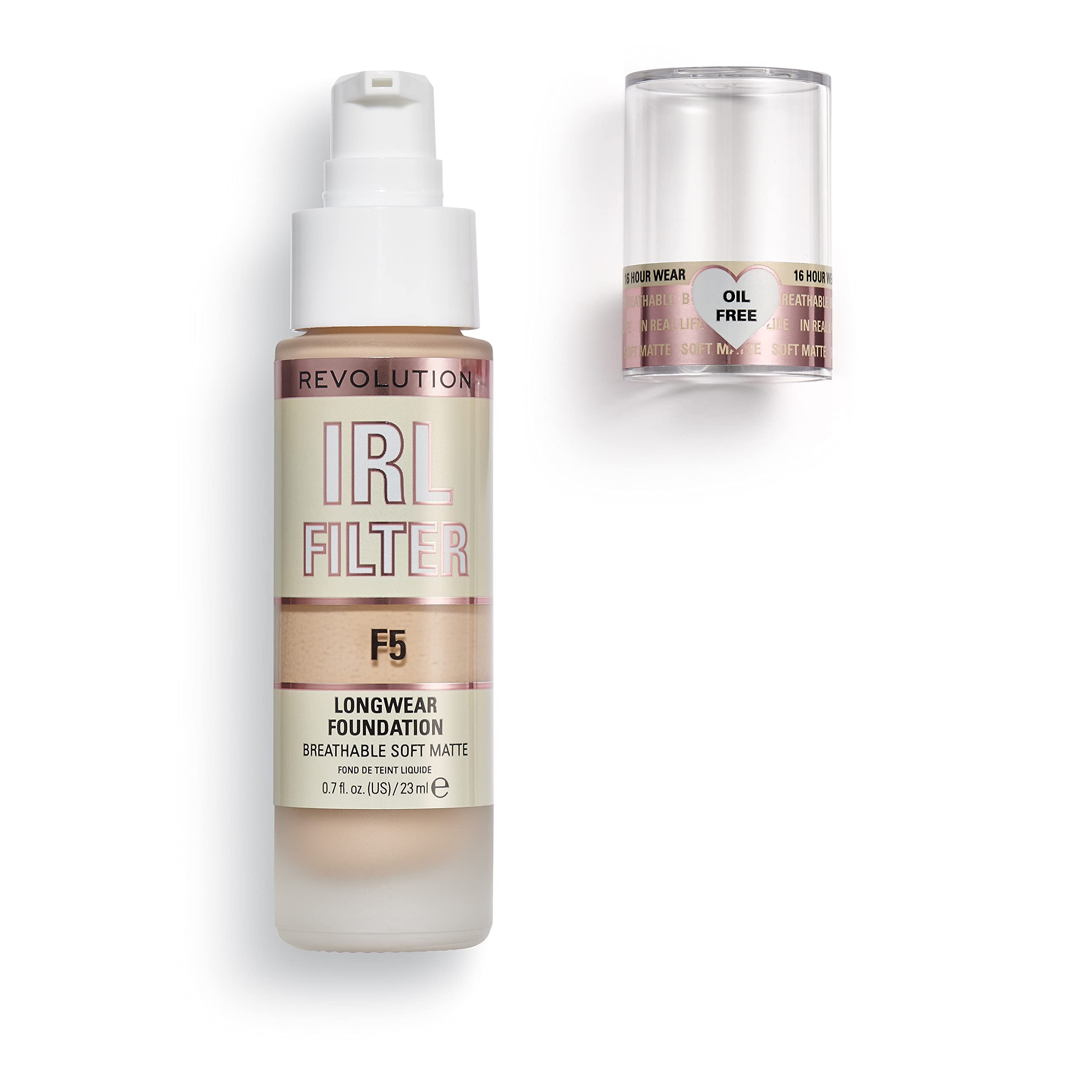 Makeup Revolution IRL Filter, Longwear Foundation, Medium to Full Coverage, Matte Finish, 16 Hour Wear, F5, Fair To Light Skin Tones, 23ml Halalzen