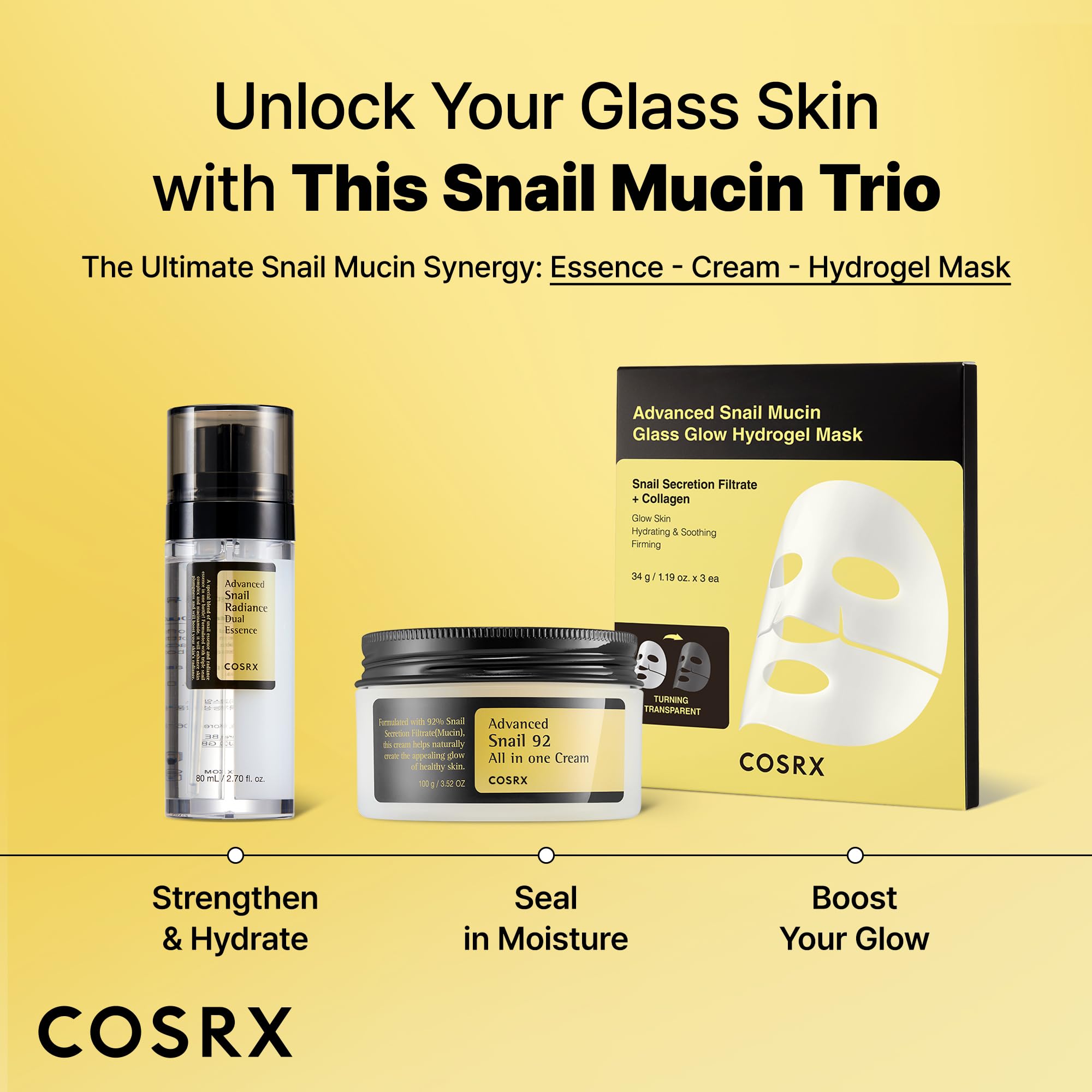 COSRX Advanced Snail 92 All in One Cream Korean Snail Mucin Face Cream & Gel Moisturiser for Dry Sensitive and Anti Aging Skin, Daily Soothing and Moisturising Cream, Korean Skincare 100g