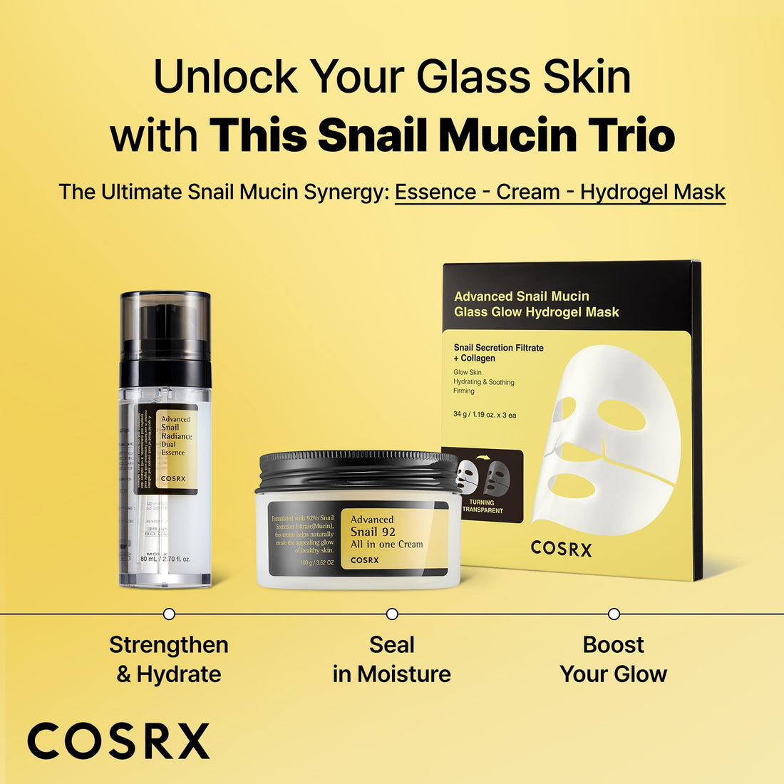 COSRX Advanced Snail 92 All in One Cream Korean Snail Mucin Face Cream & Gel Moisturiser for Dry Sensitive and Anti Aging Skin, Daily Soothing and Moisturising Cream, Korean Skincare 100g