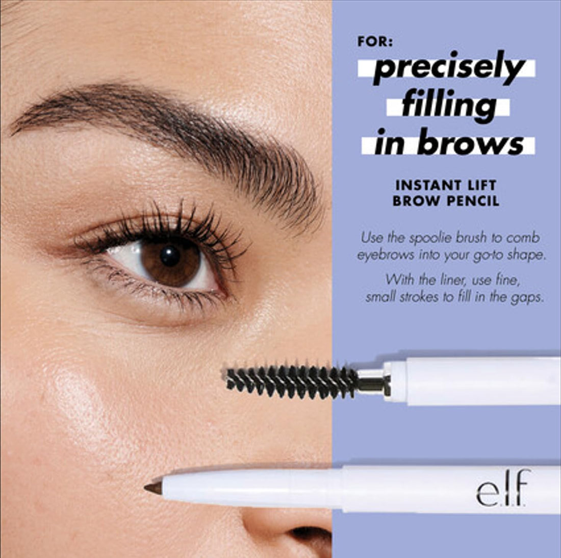 e.l.f. Instant Lift Brow Pencil, Dual-Sided, Precise, Fine Tip, Shapes, Defines, Fills Brows, Contours, Combs, Tames, Natural Brown, 0.18 g (Pack of 1)