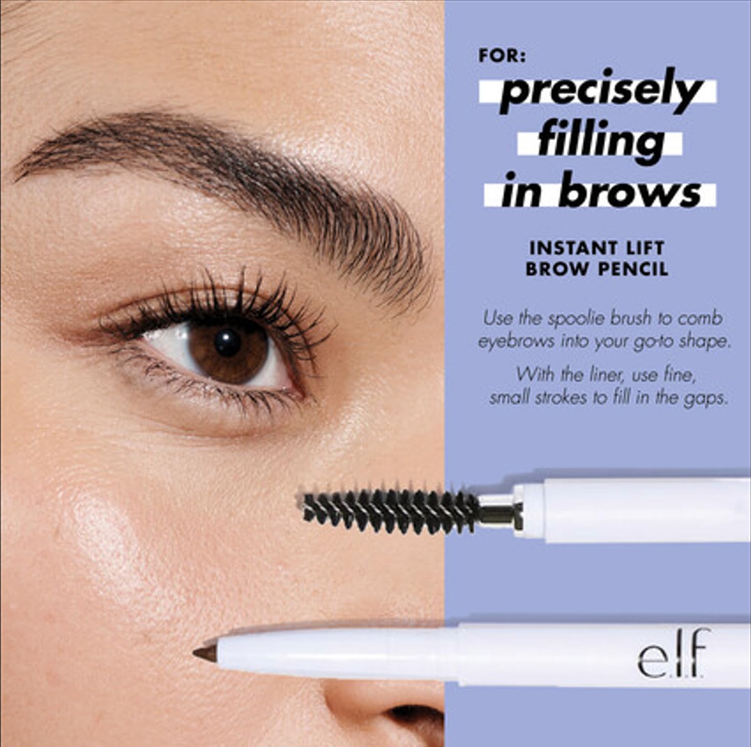 e.l.f. Instant Lift Brow Pencil, Dual-Sided, Precise, Fine Tip, Shapes, Defines, Fills Brows, Contours, Combs, Tames, Natural Brown, 0.18 g (Pack of 1)