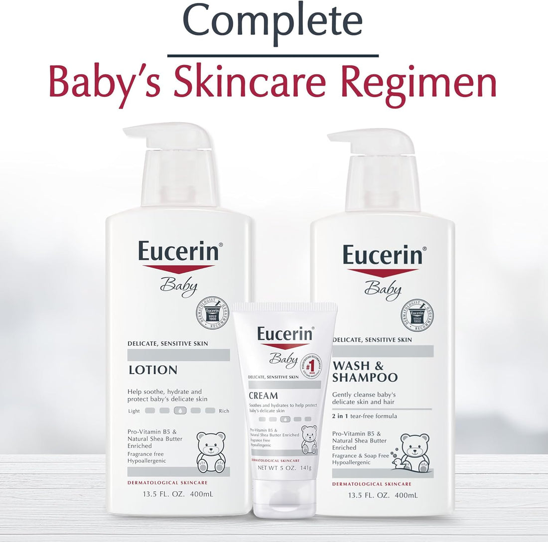 Eucerin Baby Body Lotion, Hypoallergenic and Fragrance Free Baby Lotion with Pro-Vitamin B5 and Shea Butter, 13.5 Fl Oz Bottle Halalzen