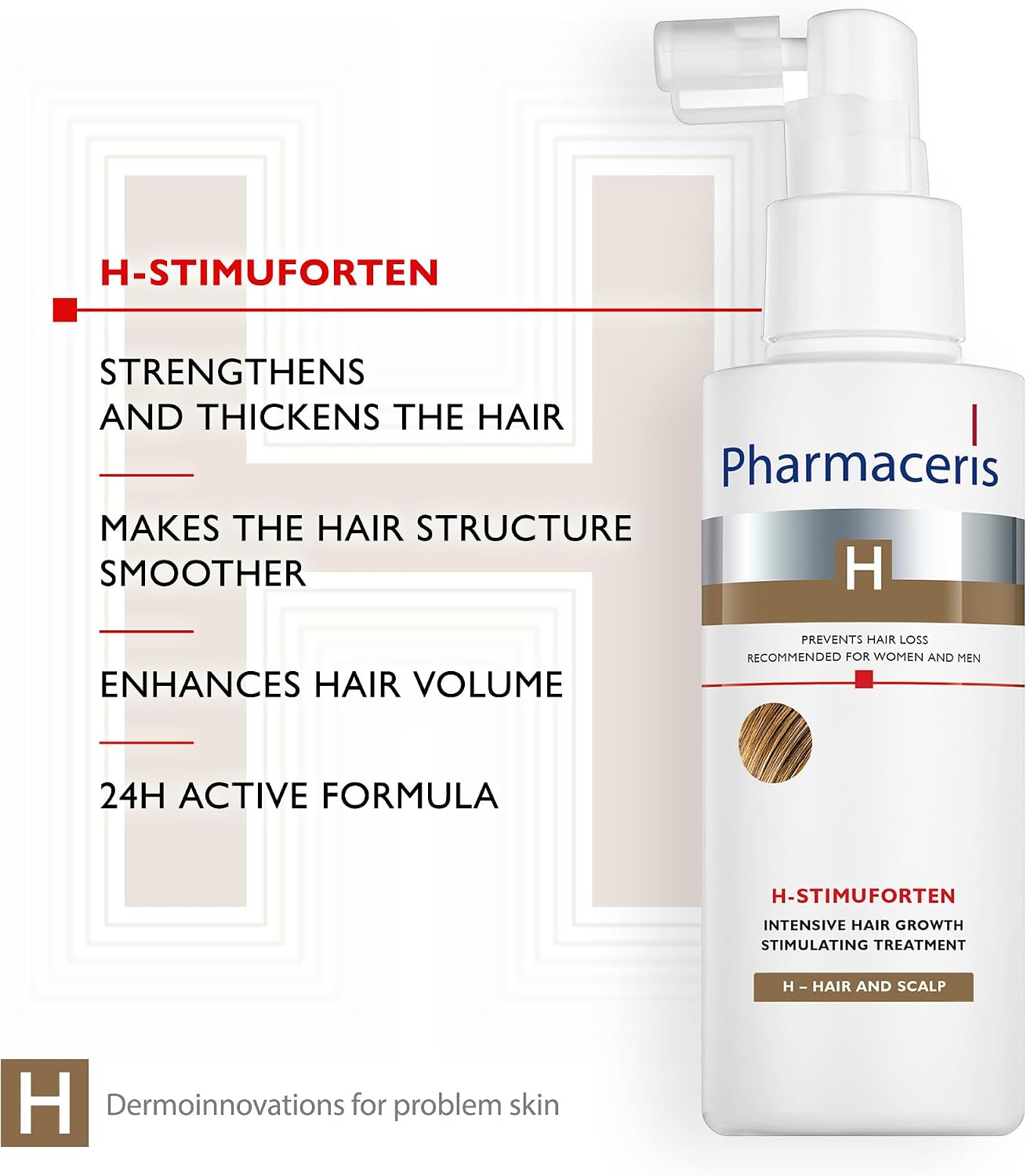Pharmaceris H Stimuforten, Intensive Hair Growth Stimulating Spray, Hair Loss Treatment, Women and Men, for Sensitive Scalp - 125 ml