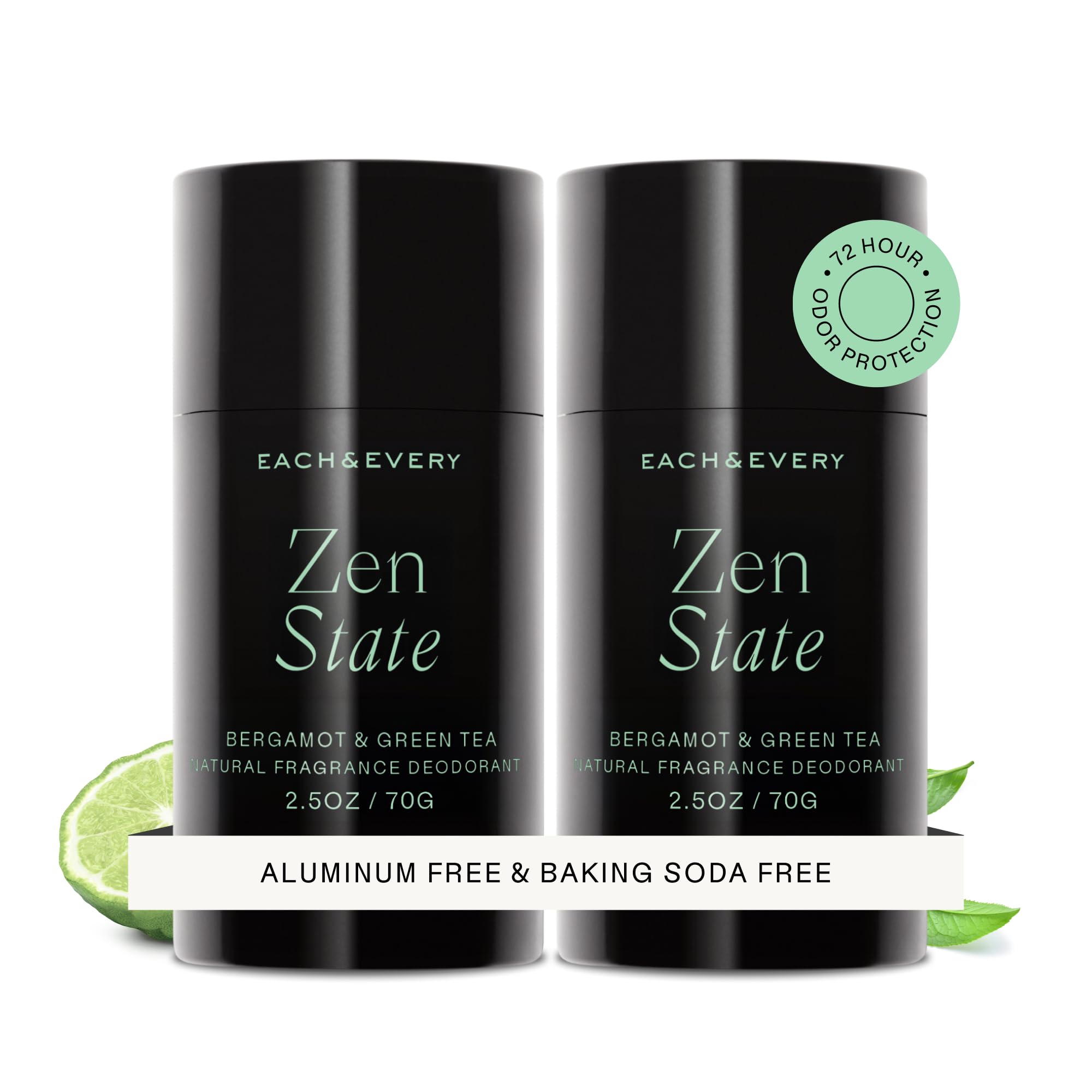 Each & Every Déodorant sans Aluminium pour Femme et Homme, Lavande & Citron - Déodorant Entièrement Naturel pour Peaux Sensibles, Vérifié par l'EWG - Propre, Sans Bicarbonate de Soude, Parfum à Base de Plantes - 70g, Lot de 2