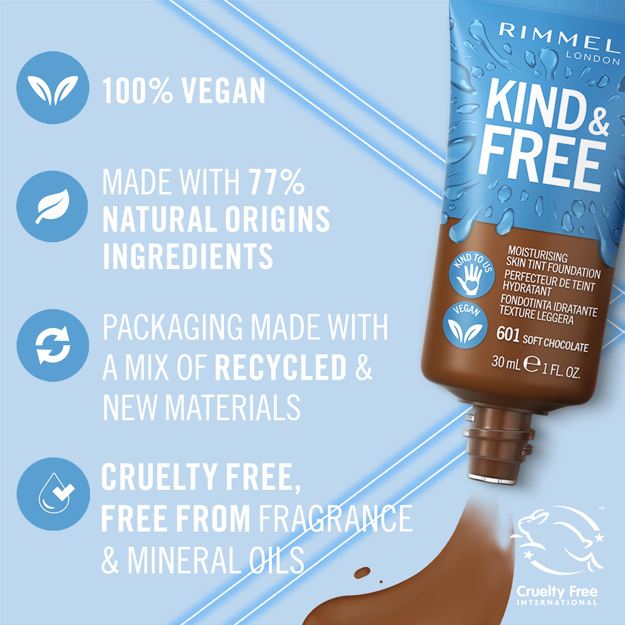 Rimmel Kind + Free Moisturising Skin Tint Foundation, Vanilla 160 Halalzen