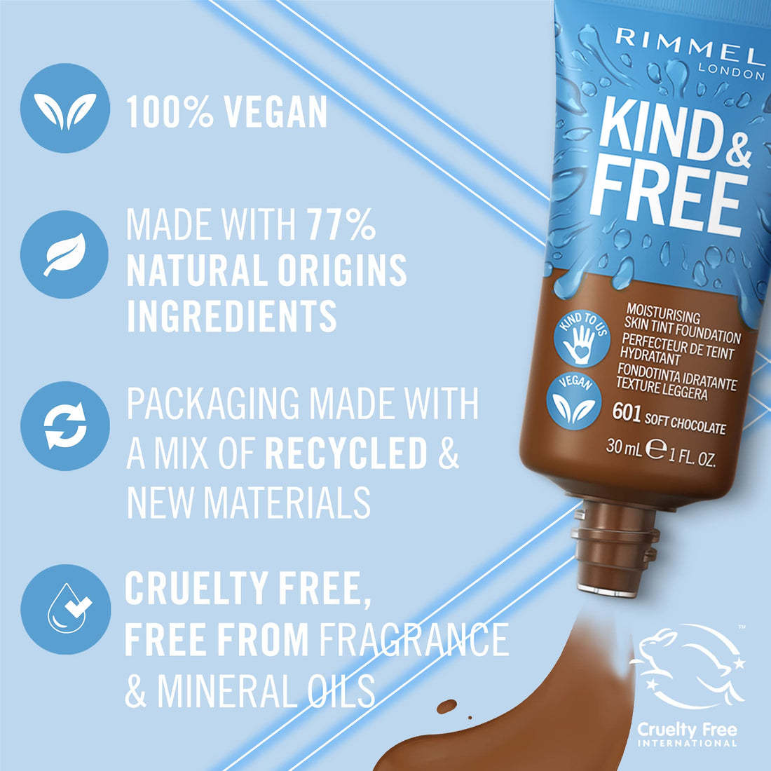Rimmel Kind + Free Moisturising Skin Tint Foundation, Vanilla 160 Halalzen