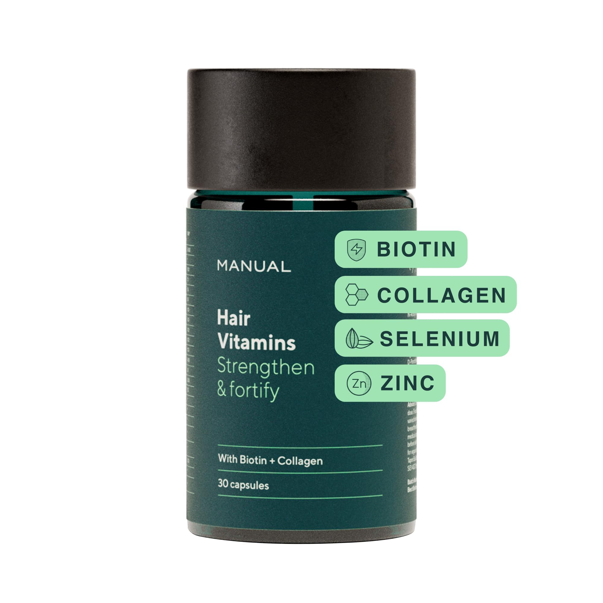 Manual Biotin & Collagen Hair Growth Vitamins (30 Capsules) – Supports Thicker, Healthier Hair – with Essential Nutrients for Hair Loss & Thinning – Take 1 Daily – 1 Month Supply