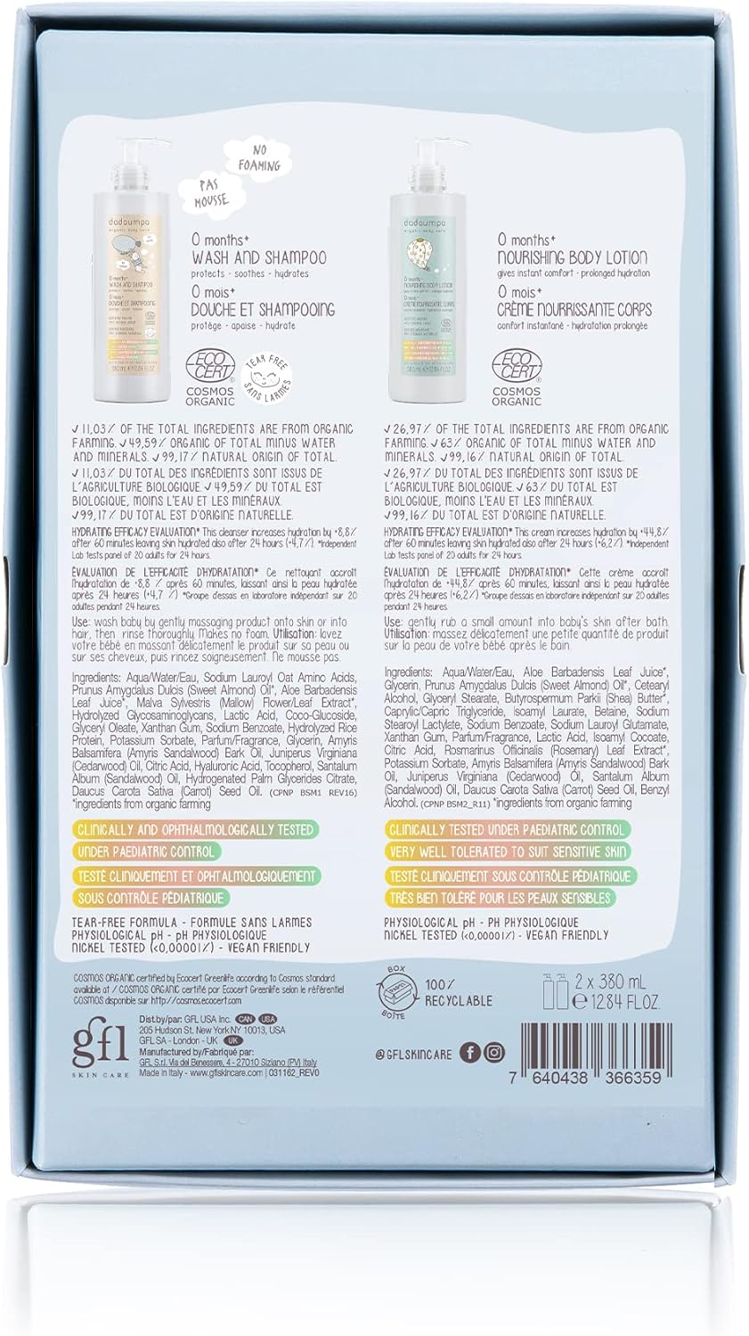 Baby Bath & Care Kit Including Hair & Body Cleanser 380ml and Moisturising Lotion 380ml, New Born Baby Essentials with Body Cleanser and Moisturising Lotion