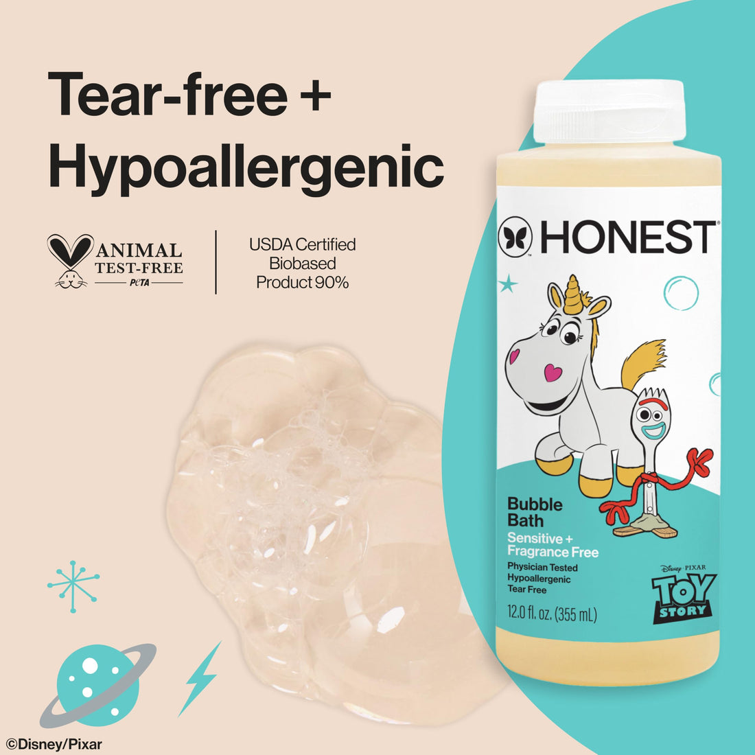 The Honest Company Foaming Bubble Bath & Baby Wash, Tear-Free, Hypoallergenic, Natural Formula, Lavender Calm Scent, 12 fl oz Halalzen