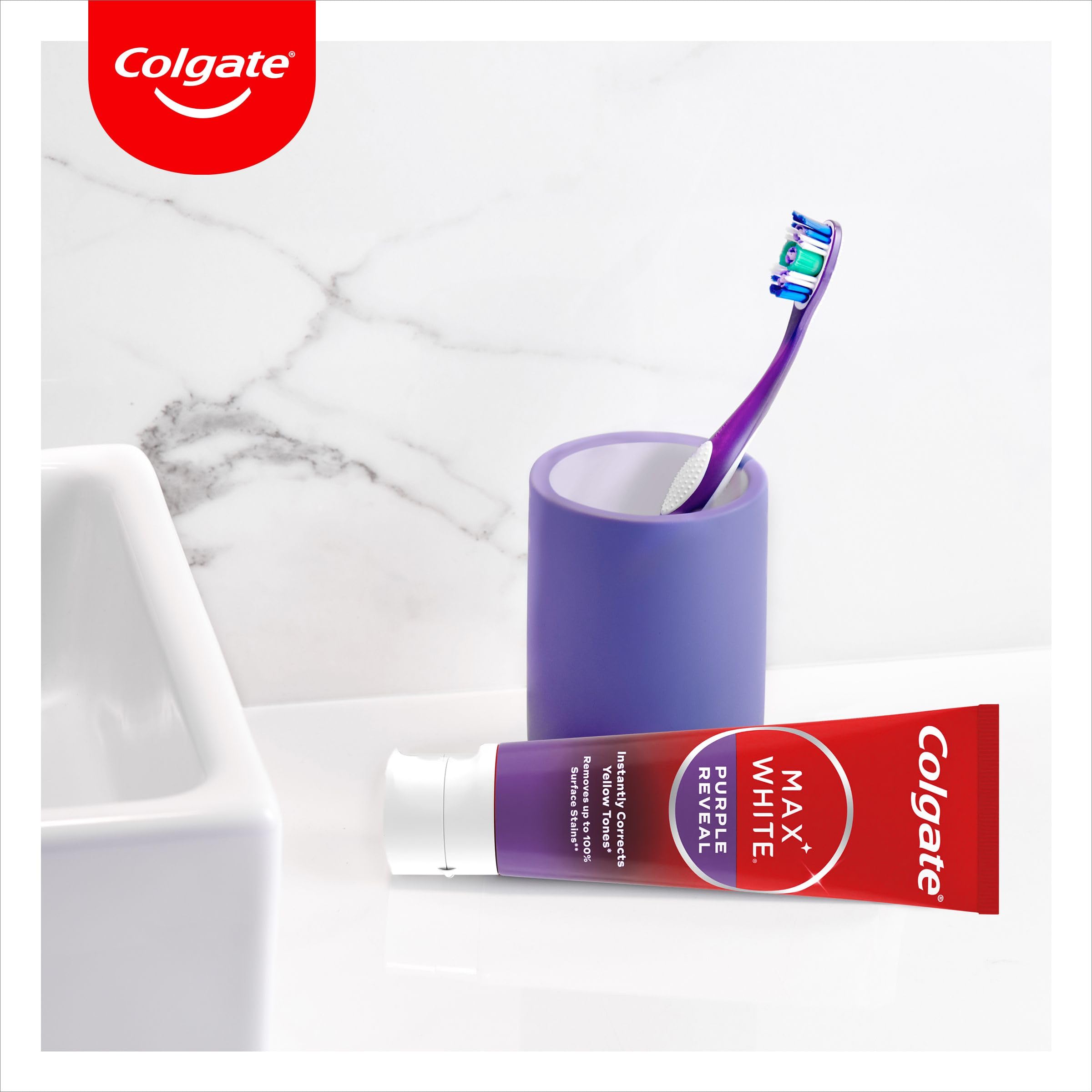 Colgate Max White Optic Toothpaste 4X75ml - Teeth Whitening Toothpaste - Clinically Proven Formula - Removes up to 100% of Surface Stains - Optic Brighteners Instantly Whiten Teeth