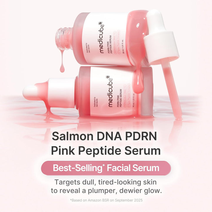 medicube Salmon DNA PDRN Pink Peptide Serum, Pink glow serum, Peptide, Niacinamide, Hydrating & Moisturising & Firming, Uneven Skin Tone, Korean Skincare | 1.01 fl.oz. (1.01 fl.oz., Salmon DNA PDRN)