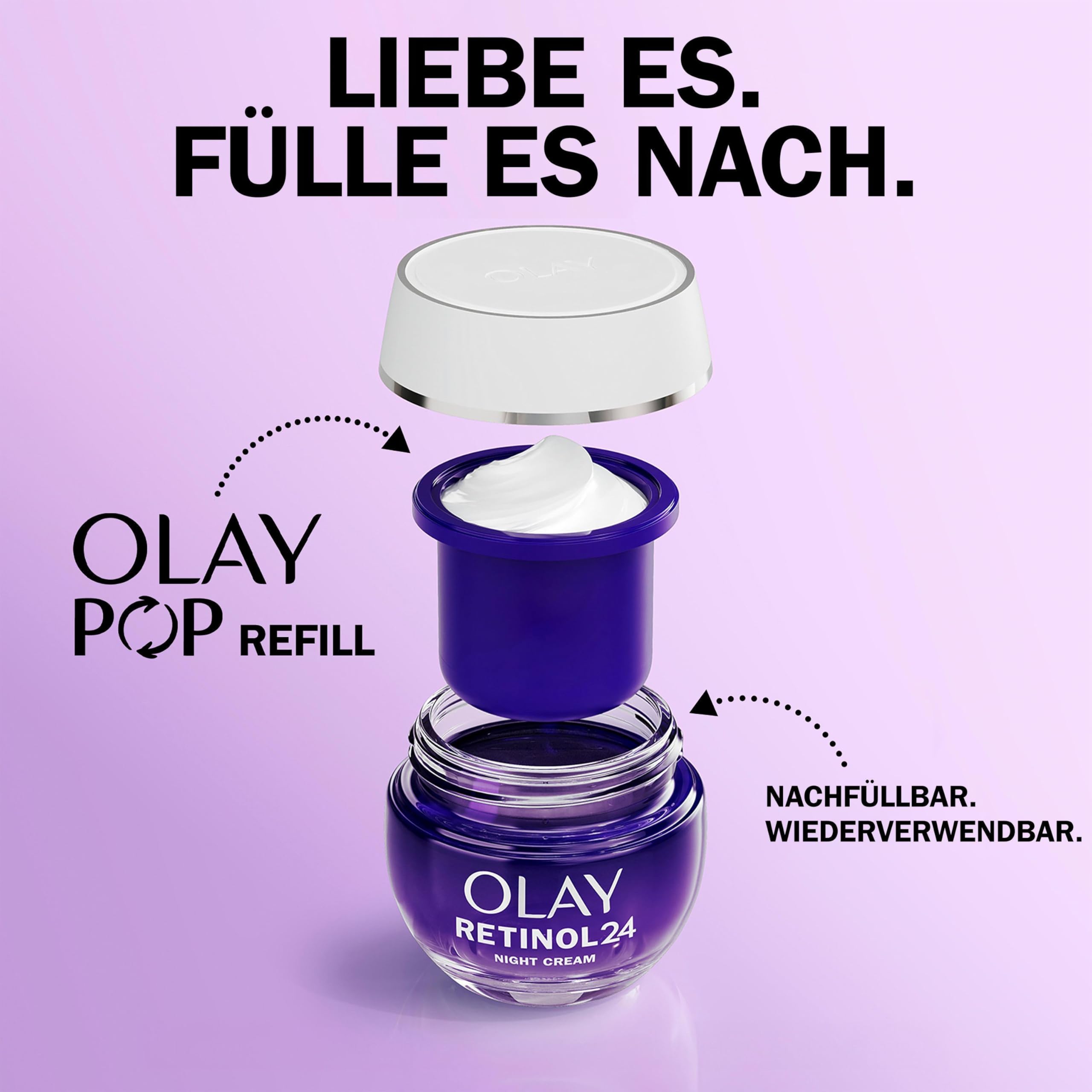 Olay Retinol 24 Night Cream Face Moisturiser - Anti-Aging Skincare with Antioxidant Vitamin E, Overnight Face Cream that Smooths, Renews, and Hydrates, 50ml