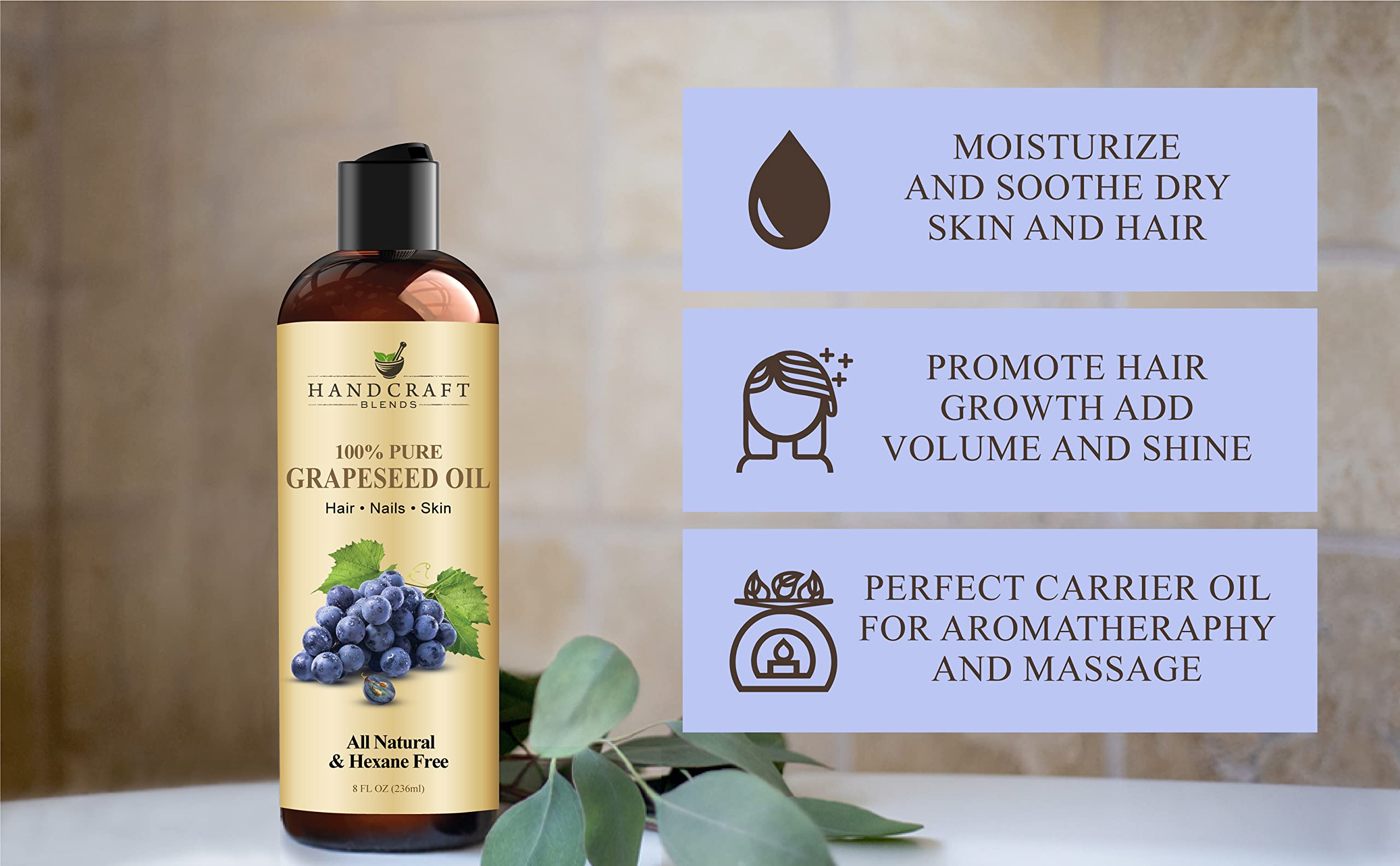 Handcraft Blends Castor Oil with Rosemary and Peppermint Oil 118 ml | 100% Pure and Natural | Premium Grade Carrier Oil | Hair, Eyelashes and Eyebrows | Hair and Body