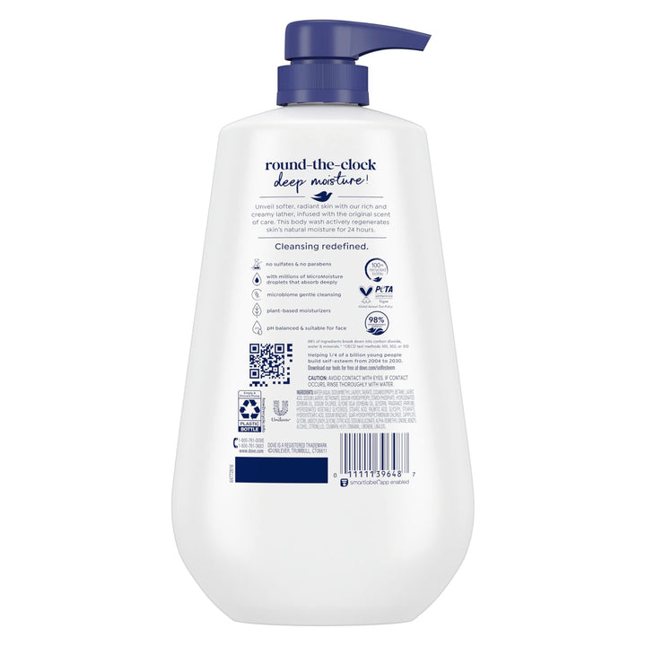 Dove Body Wash Deep Moisture for 24hr Lotion-Soft Skin Moisture Moisturizing Skin Cleanser with No Sulfates No Parabens 30.6 oz Halalzen