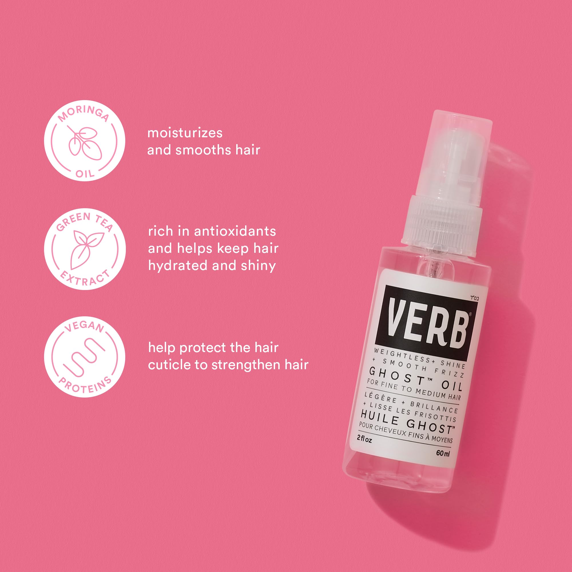VERB Ghost Oil - Weightless Hair Oil for Fine to Medium Hair - Smooths Frizz, Adds Shine - No Parabens, Gluten or Harmful Sulfates Halalzen