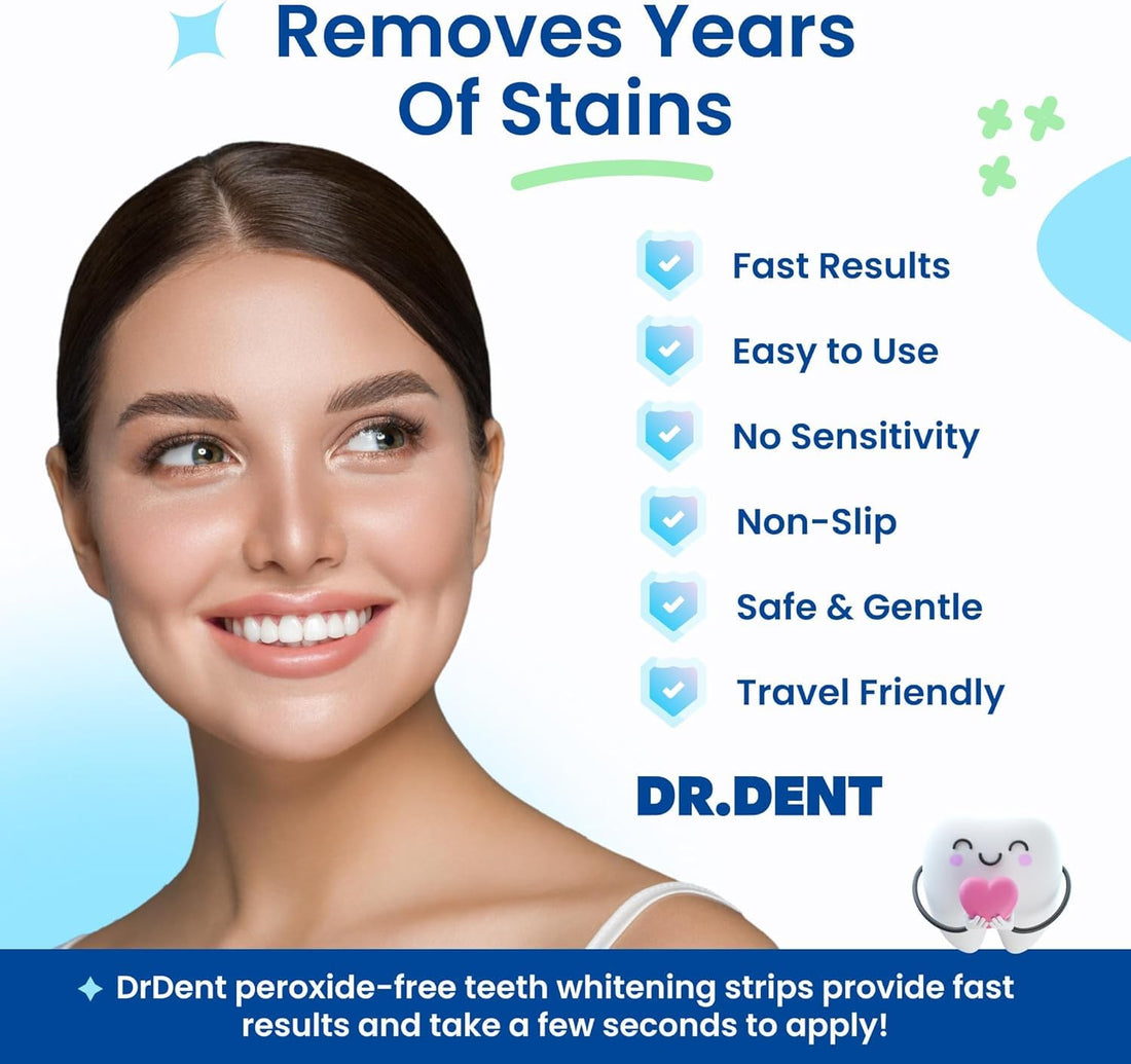 DRDENT Teeth Whitening Strips Professional Strength – 21 Treatments (42 Strips) with Mouth Opener – Enamel Safe Teeth Whitening Kit for Sensitive Teeth