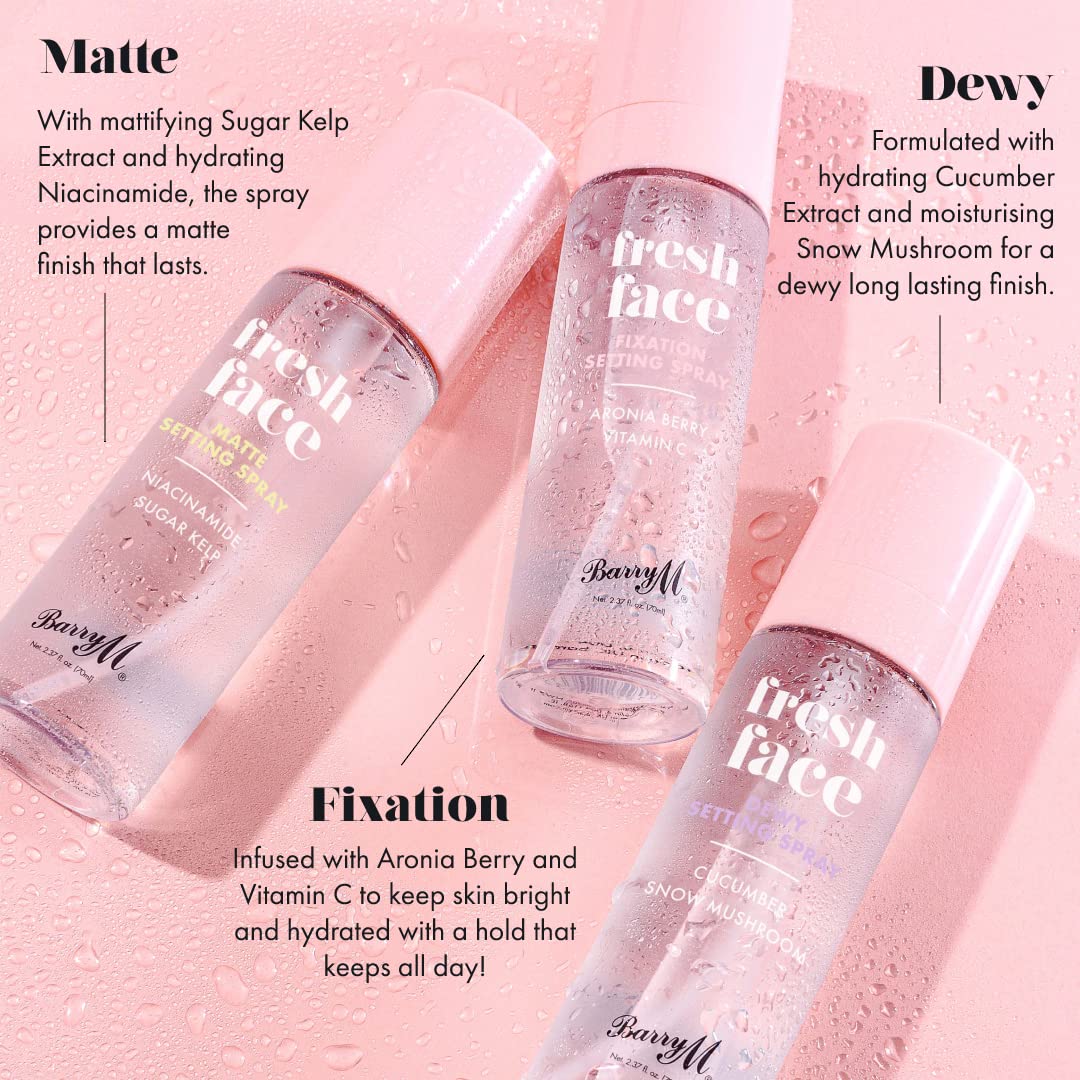 Barry M Fresh Face Fixation Makeup Setting Spray, Long-lasting, Infused With Aronia Berry and Vitamin C Clear Halalzen