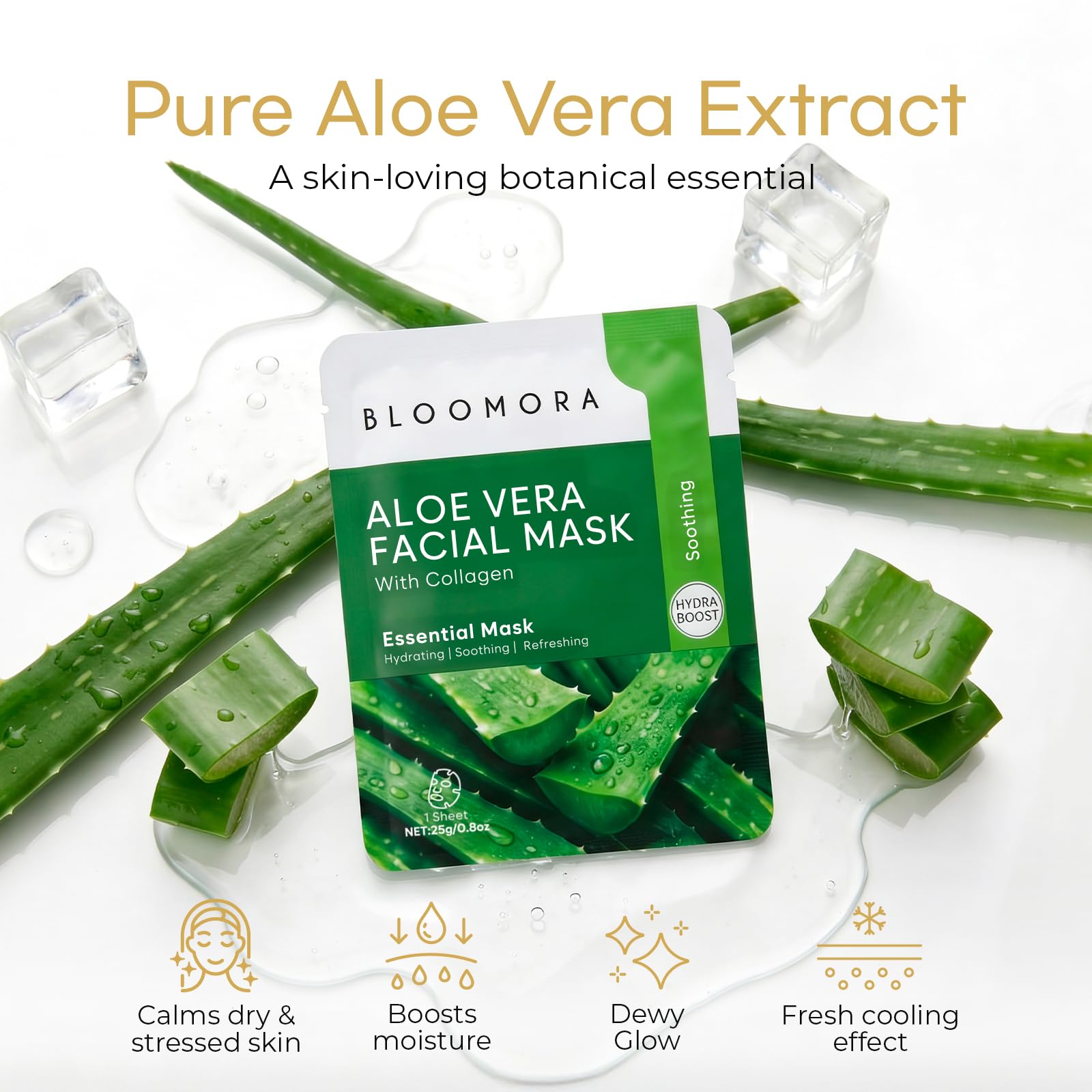 10 Pack Mixed Face Mask Set with Collagen – Hydrating Sheet Mask Skincare Set for Radiant, Fresh & Nourished Skin, Moisturising Facial Masks for Women & Men